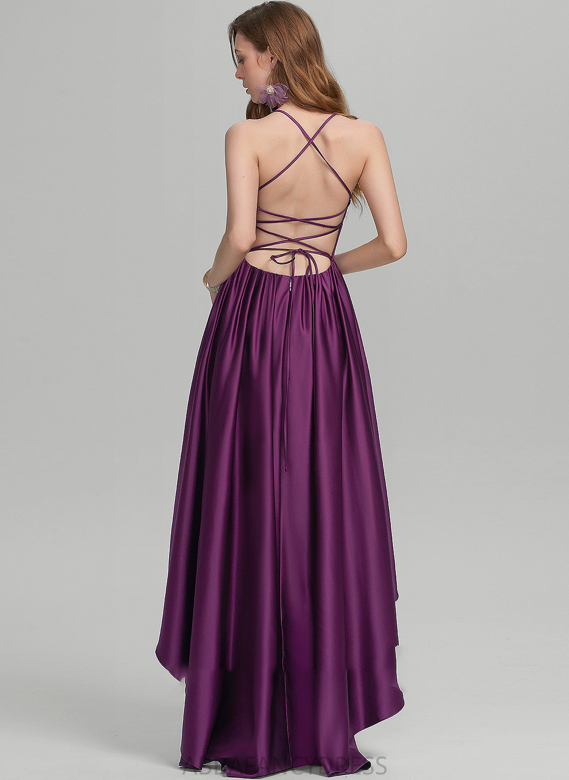 Square Sarah Satin Ball-Gown/Princess Asymmetrical Prom Dresses Neckline