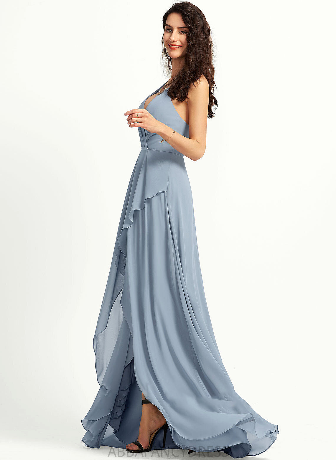 Juliette A-Line Prom Dresses Asymmetrical V-neck