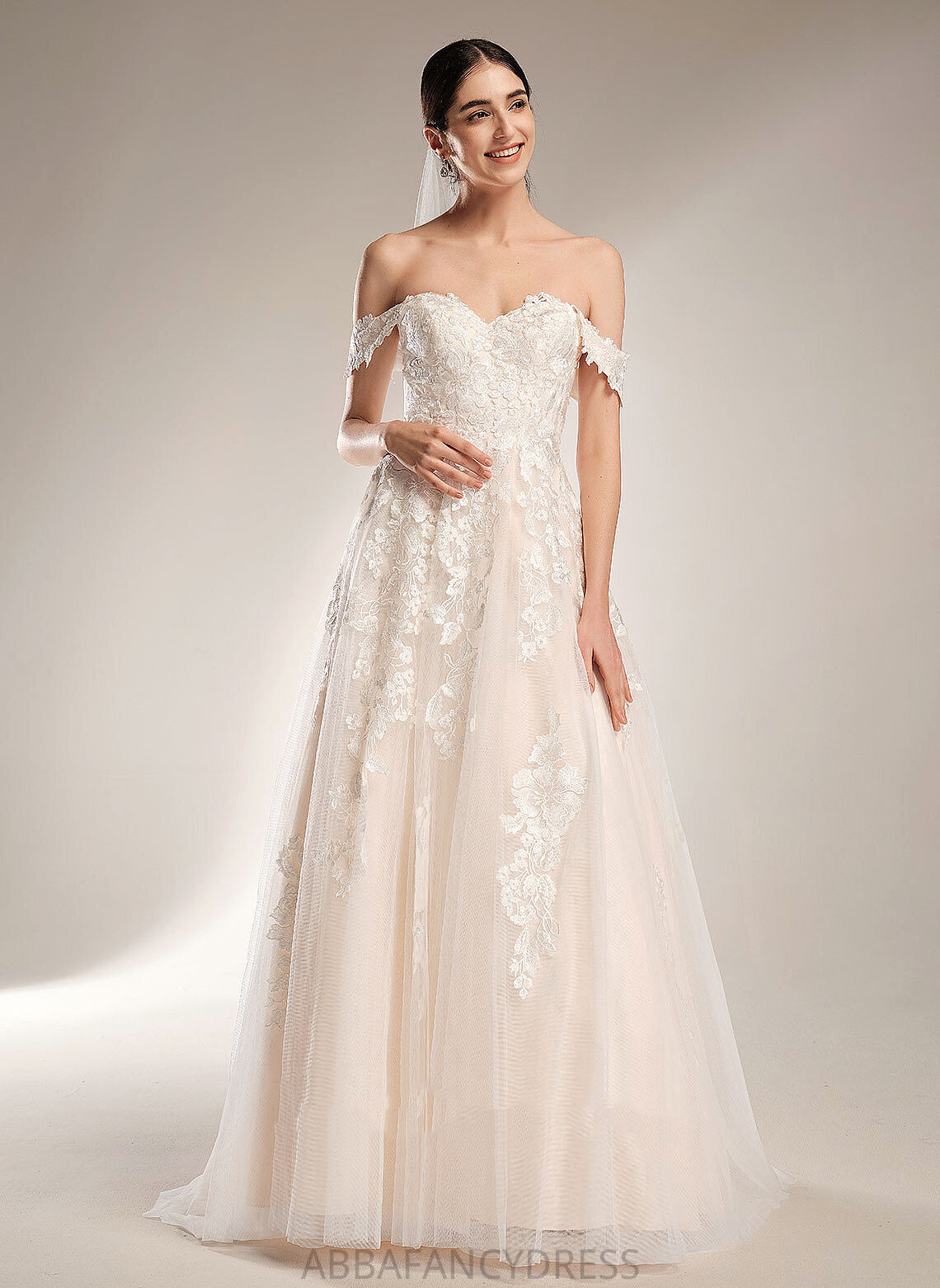 Train Wedding Dresses Tulle Sophie Dress Ball-Gown/Princess Chapel Lace Off-the-Shoulder Wedding