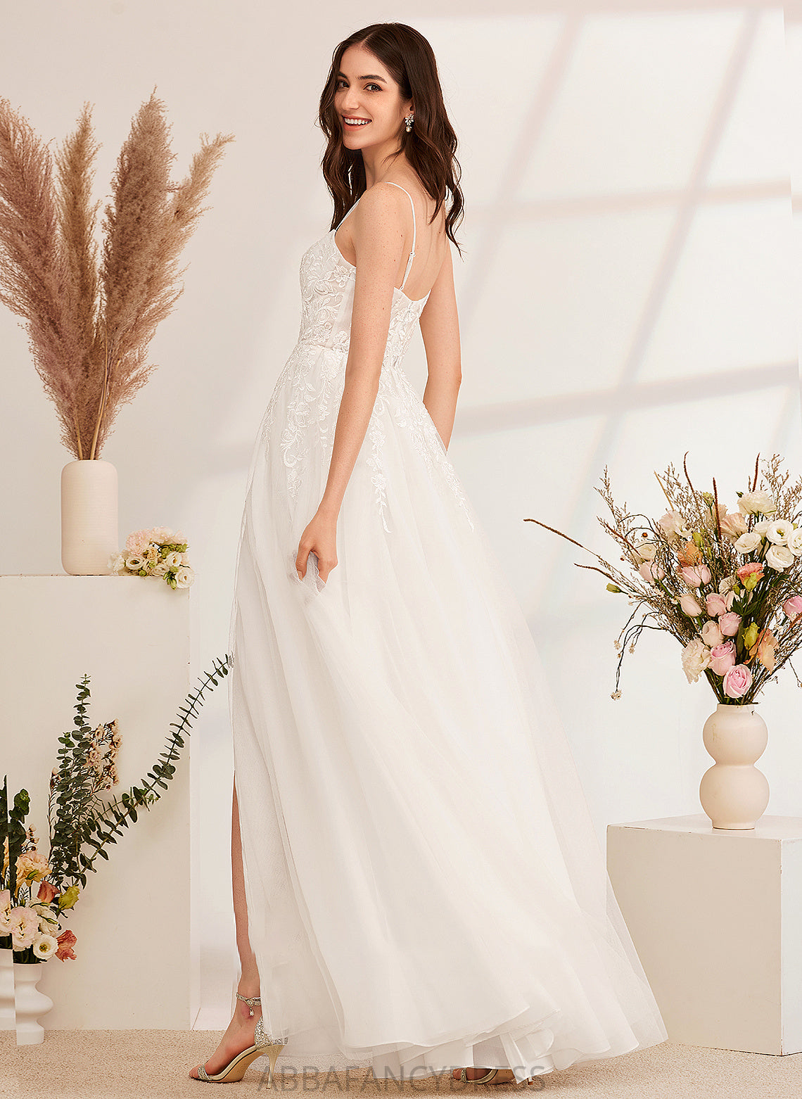 Front Beading With A-Line Wedding Dresses Averi Dress Floor-Length Sequins Split Sweetheart Wedding