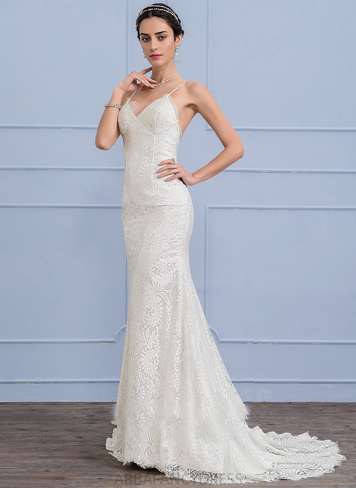 Lace Kailyn Train Wedding V-neck Trumpet/Mermaid Wedding Dresses Court Dress