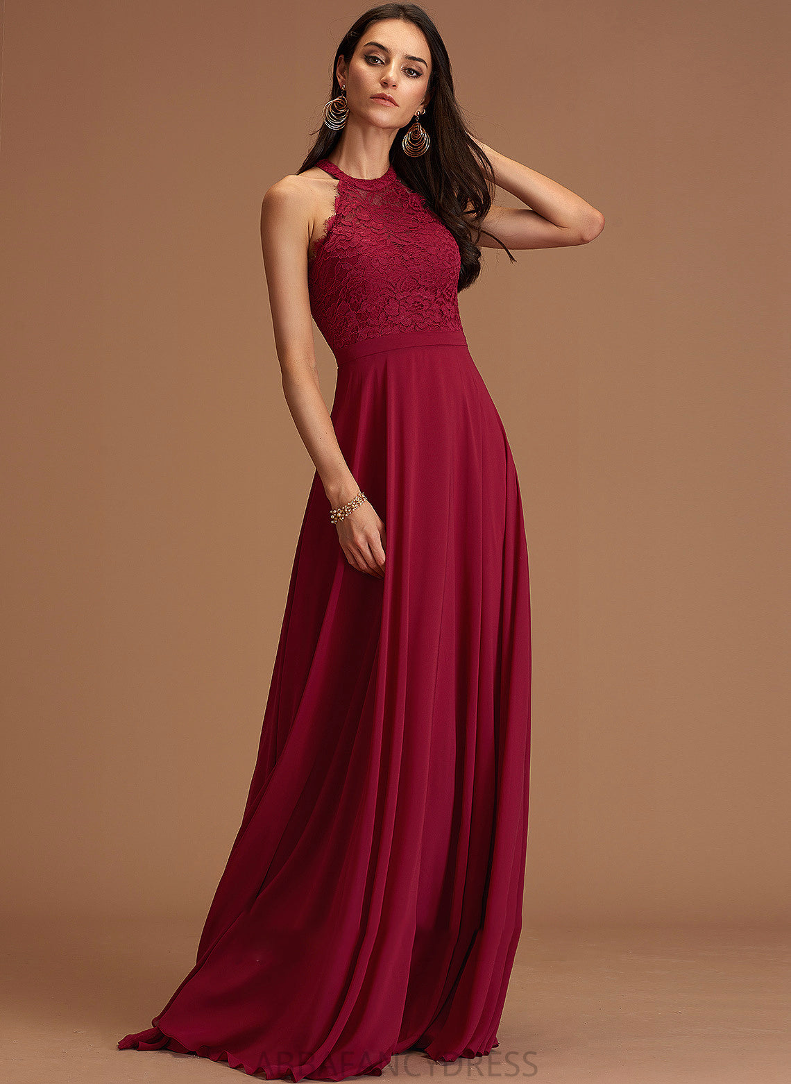 Length Silhouette Fabric Floor-Length Embellishment Neckline ScoopNeck A-Line Lace Jade Trumpet/Mermaid Natural Waist