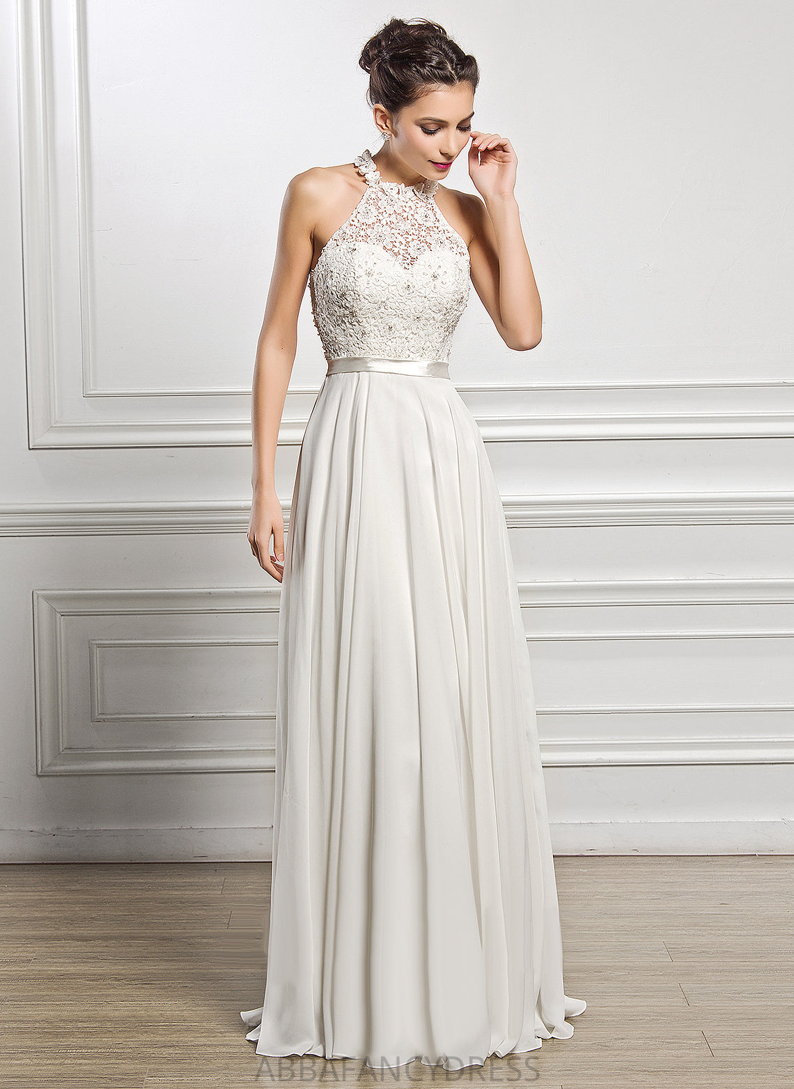 Beading Imani With Dress Wedding Dresses Lace Chiffon A-Line Wedding Sequins Floor-Length