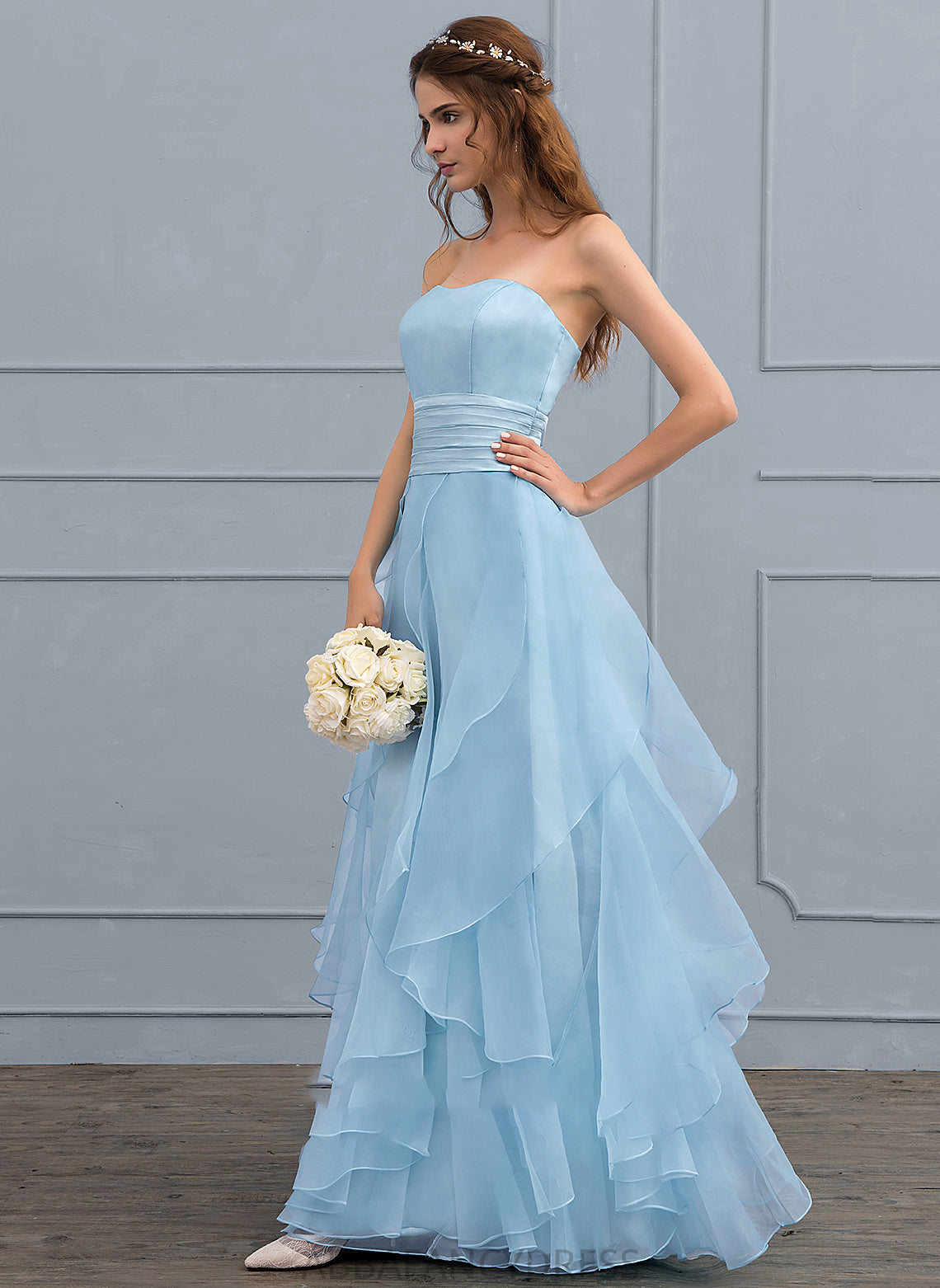 Dress Organza Aaliyah Ruffles With Floor-Length A-Line Cascading Wedding Wedding Dresses Sweetheart