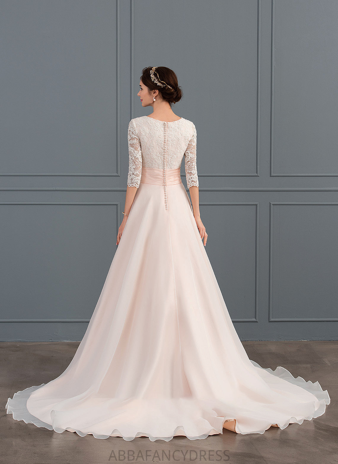 Ball-Gown/Princess Dress Wedding With Organza Train Wedding Dresses Ruffle V-neck Court Bryanna