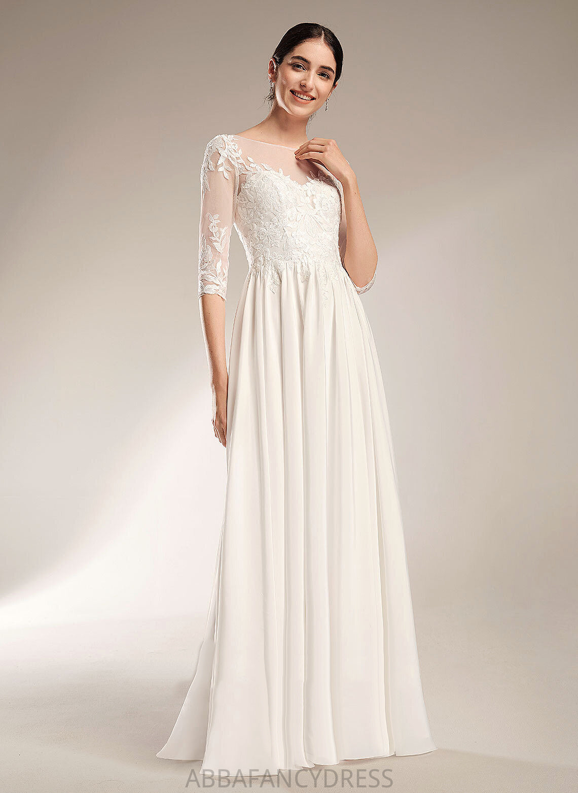 Sweep Dress Chiffon Train Sequins Illusion Maddison Wedding Dresses Wedding With A-Line