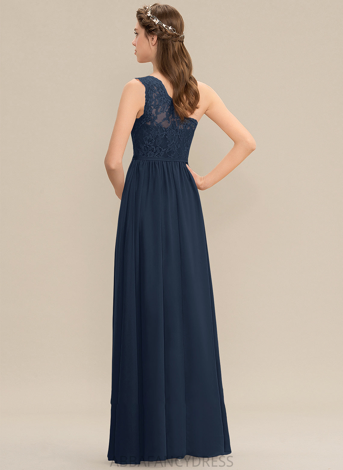 Floor-Length Embellishment One-Shoulder A-Line Neckline Length SplitFront Silhouette Fabric Jessie