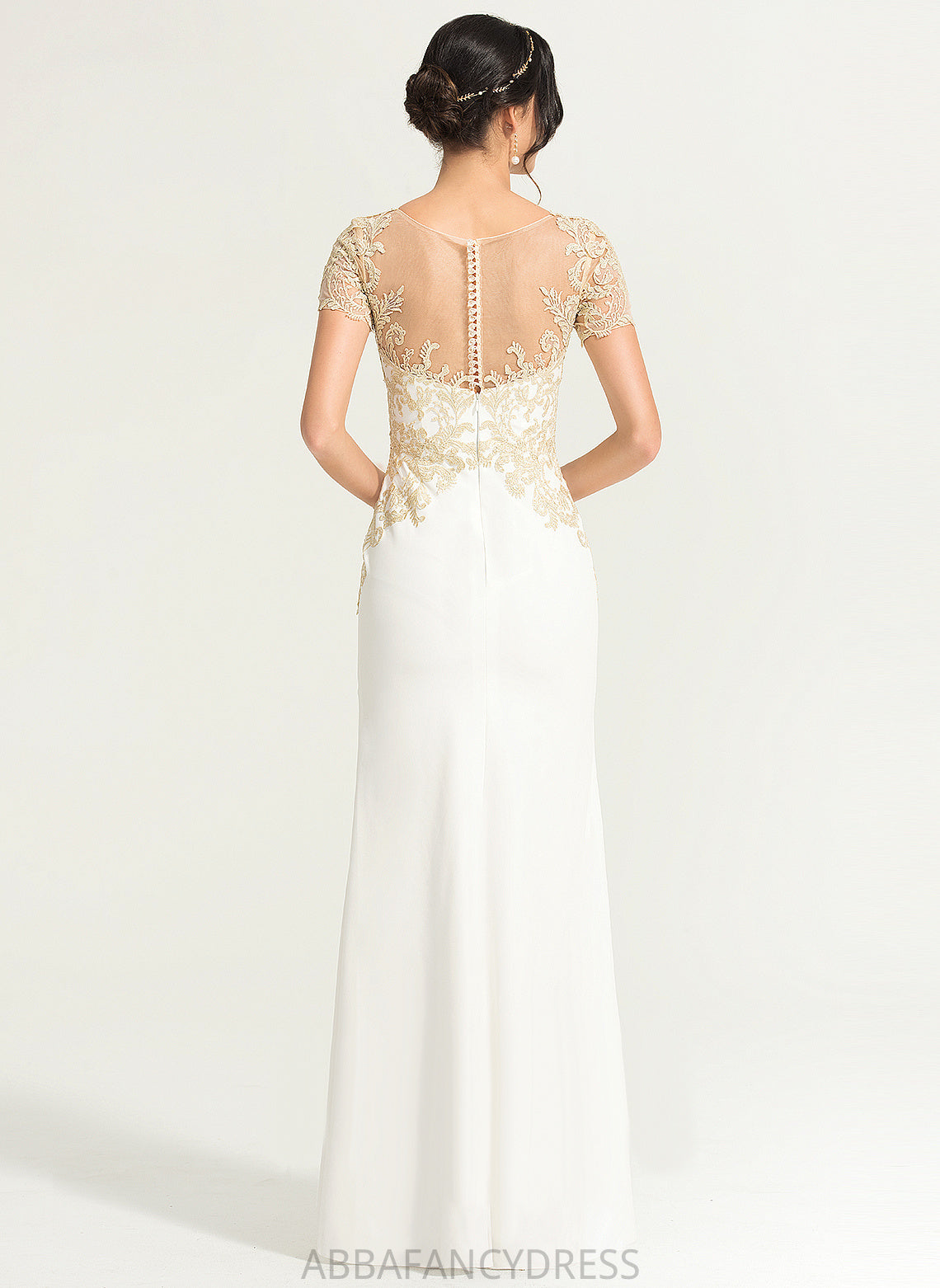 Dress Sheath/Column Lace Scoop Stretch Crepe Mariana Wedding Wedding Dresses Floor-Length