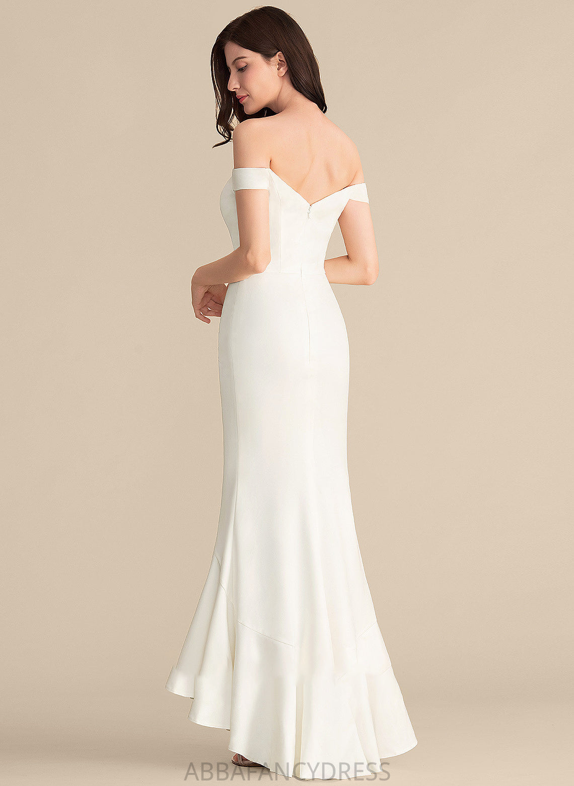 Crepe Dress Off-the-Shoulder Trumpet/Mermaid Marie Asymmetrical Wedding Stretch Wedding Dresses