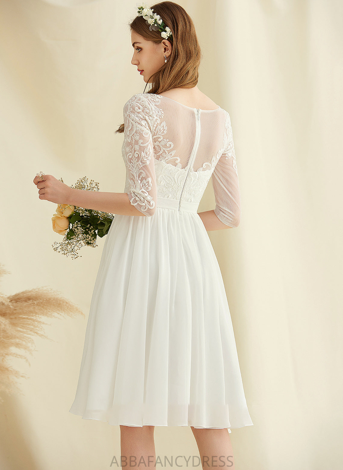 With Chiffon Wedding Dress Selah A-Line Wedding Dresses Lace Knee-Length Sequins