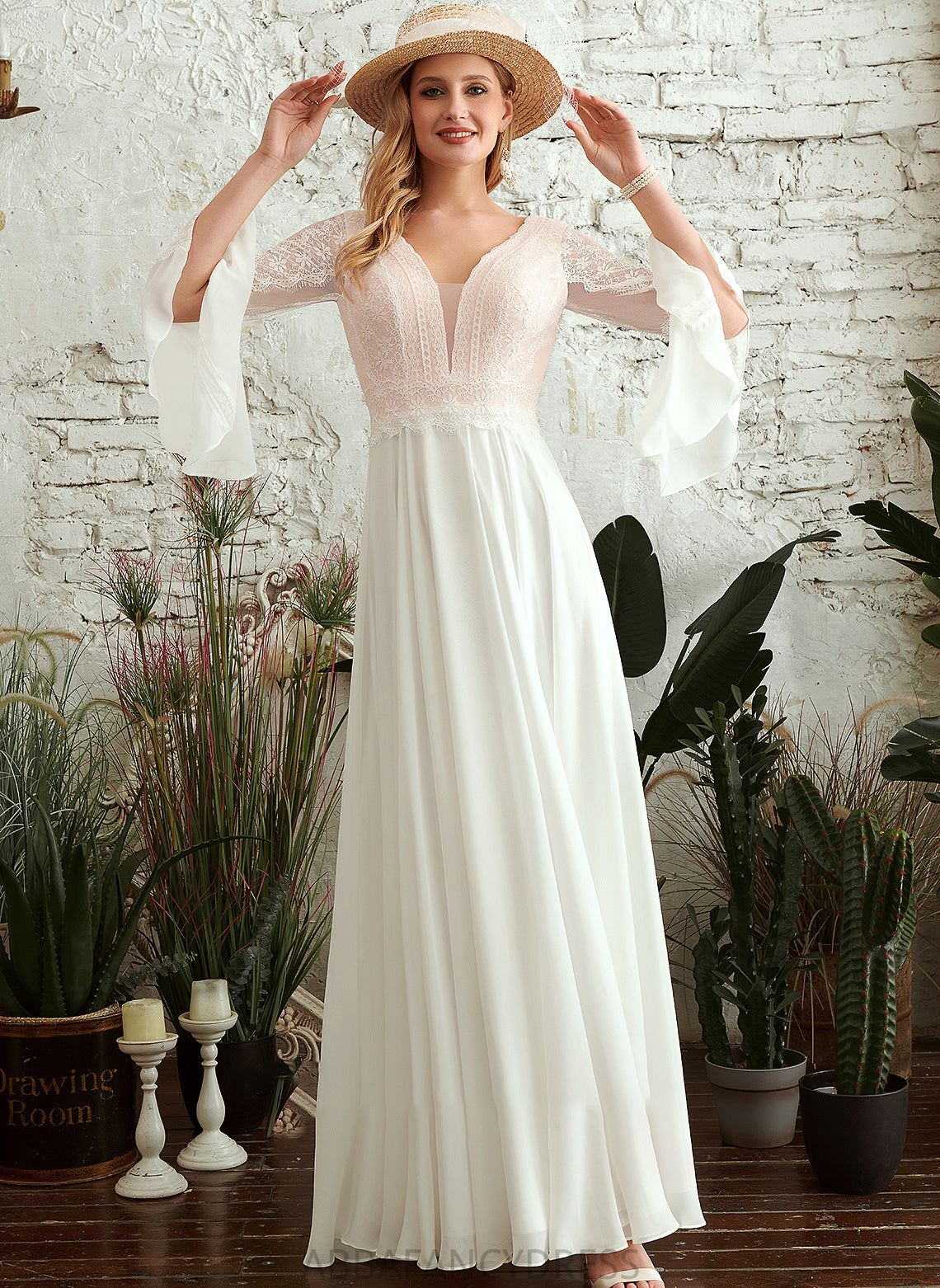 Wedding Dresses Floor-Length A-Line V-neck Wedding Lilia Dress