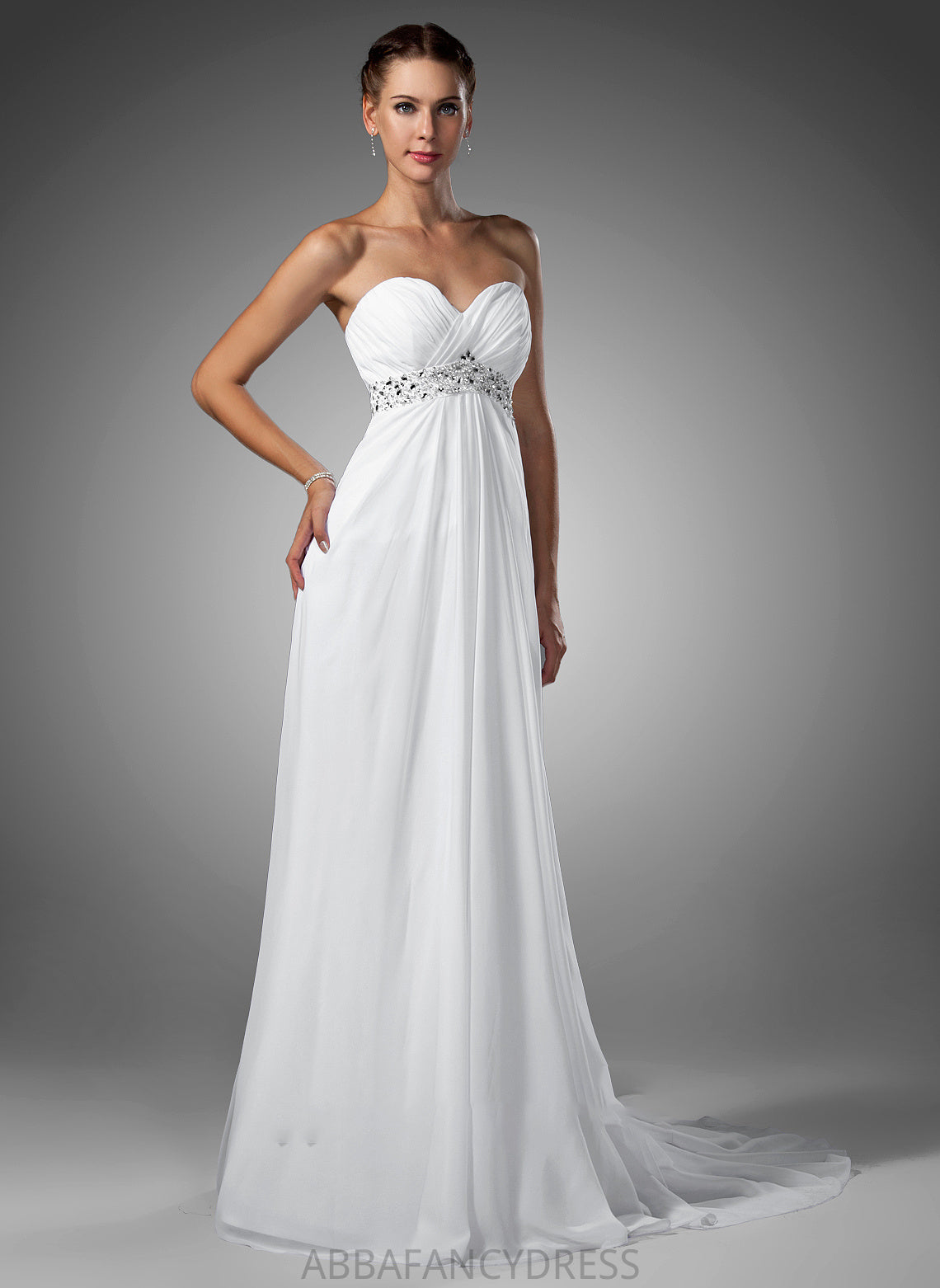 Sweep Empire With Sweetheart Chiffon Wedding Dresses Dress Serenity Beading Wedding Ruffle Train