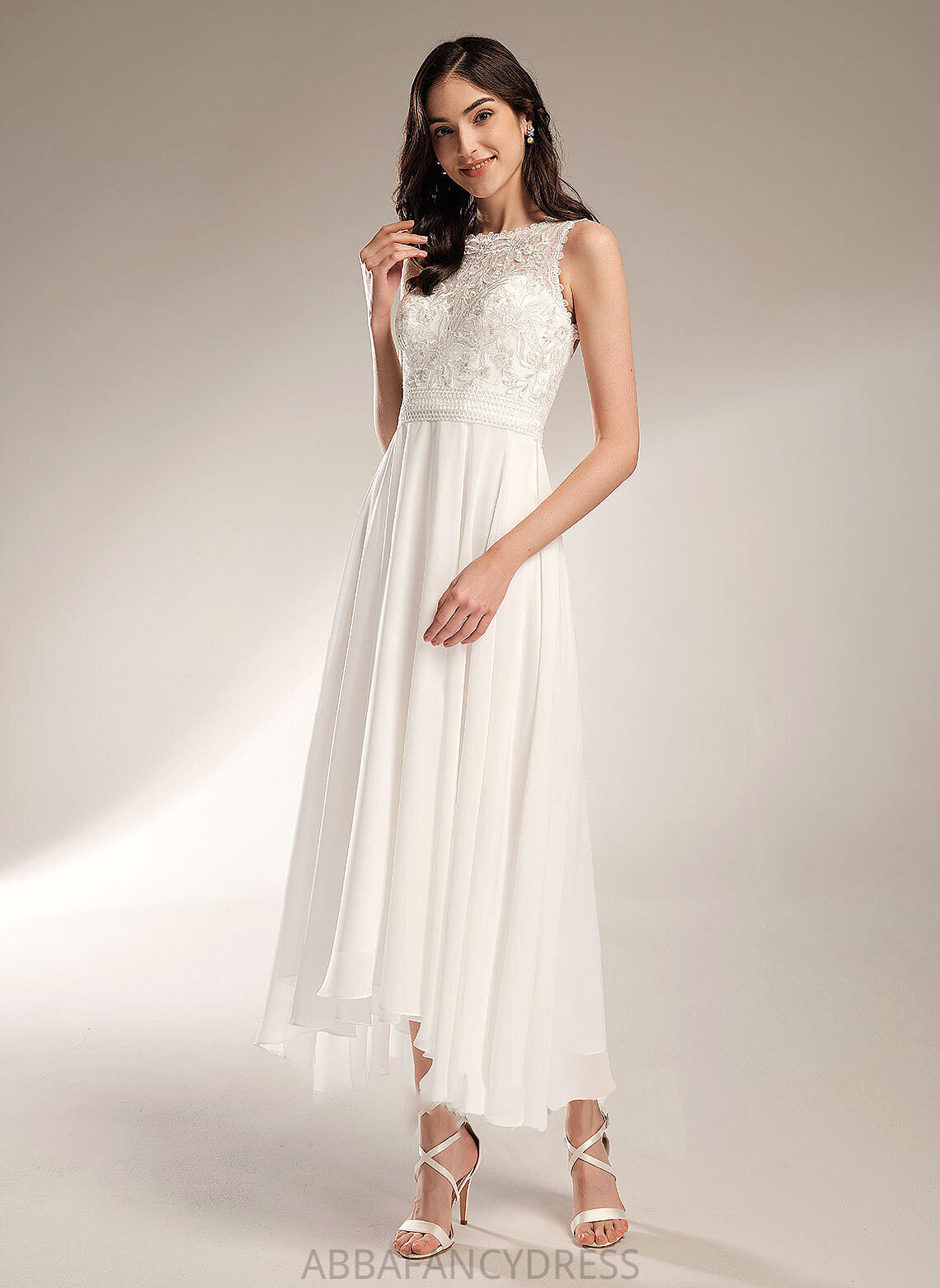 Asymmetrical Neck A-Line Dress Wedding Scoop Jamiya Wedding Dresses