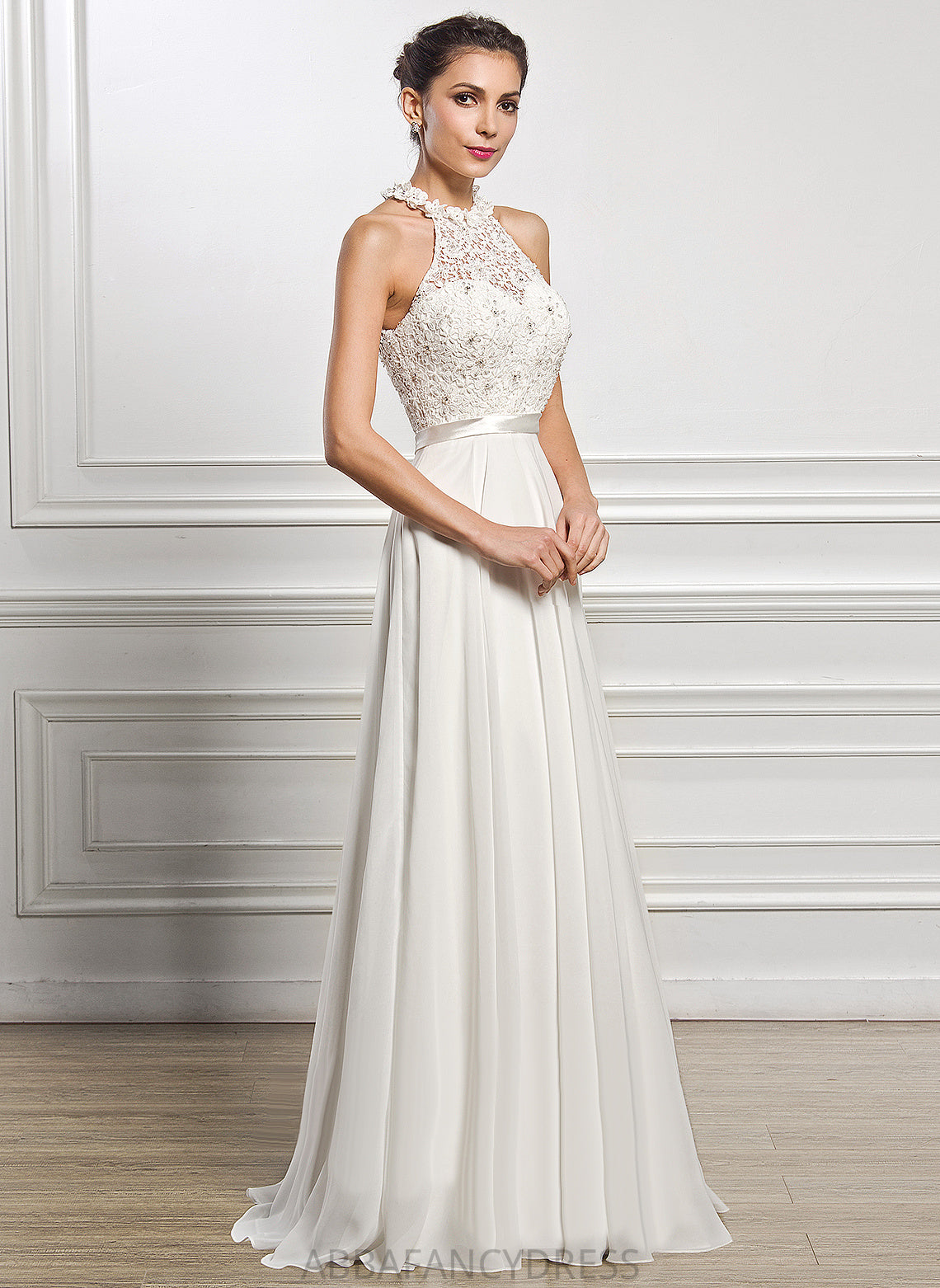 Beading Imani With Dress Wedding Dresses Lace Chiffon A-Line Wedding Sequins Floor-Length