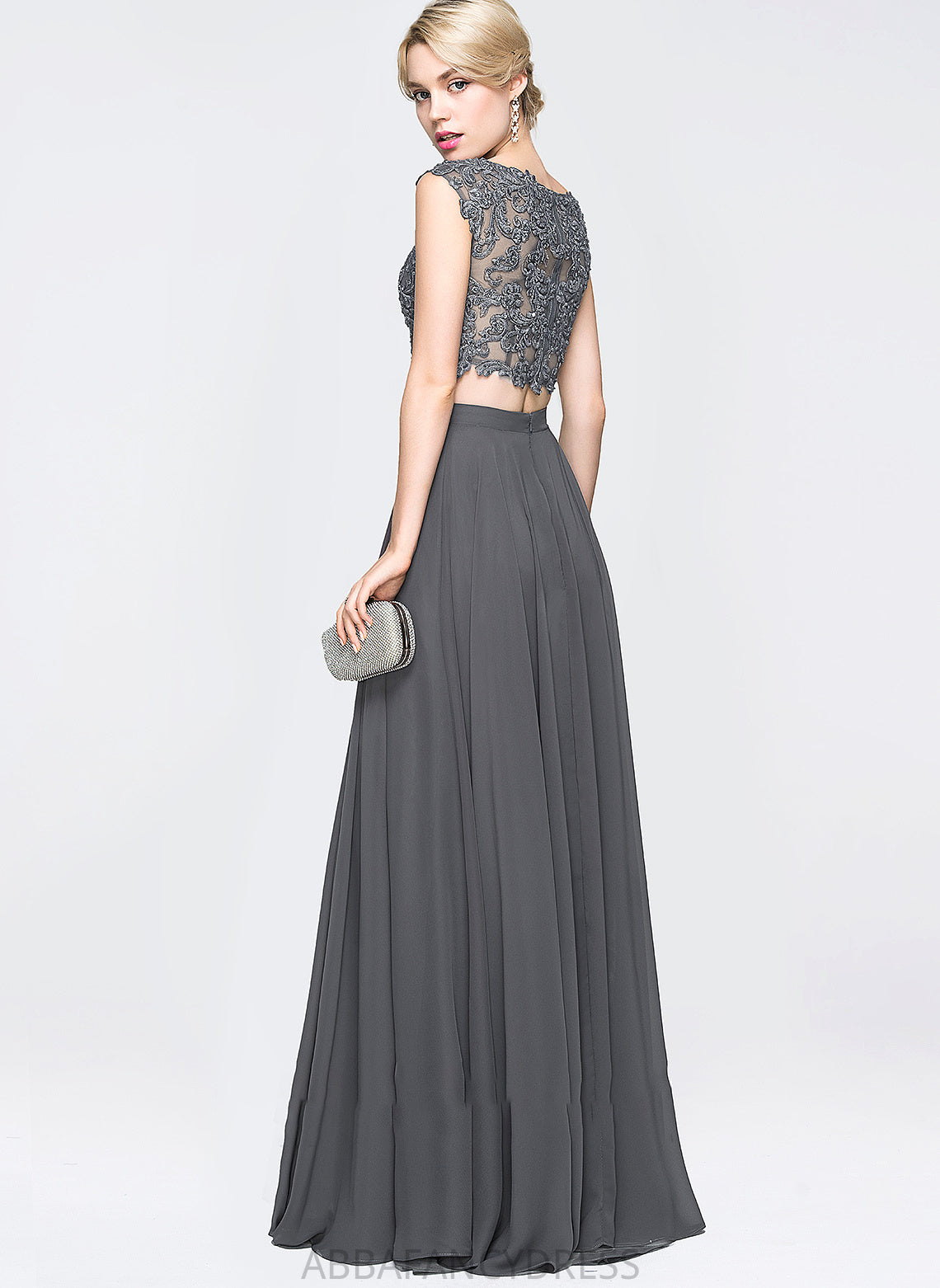 With Sequins Scoop Prom Dresses Chiffon Beading A-Line Floor-Length Neck Miah