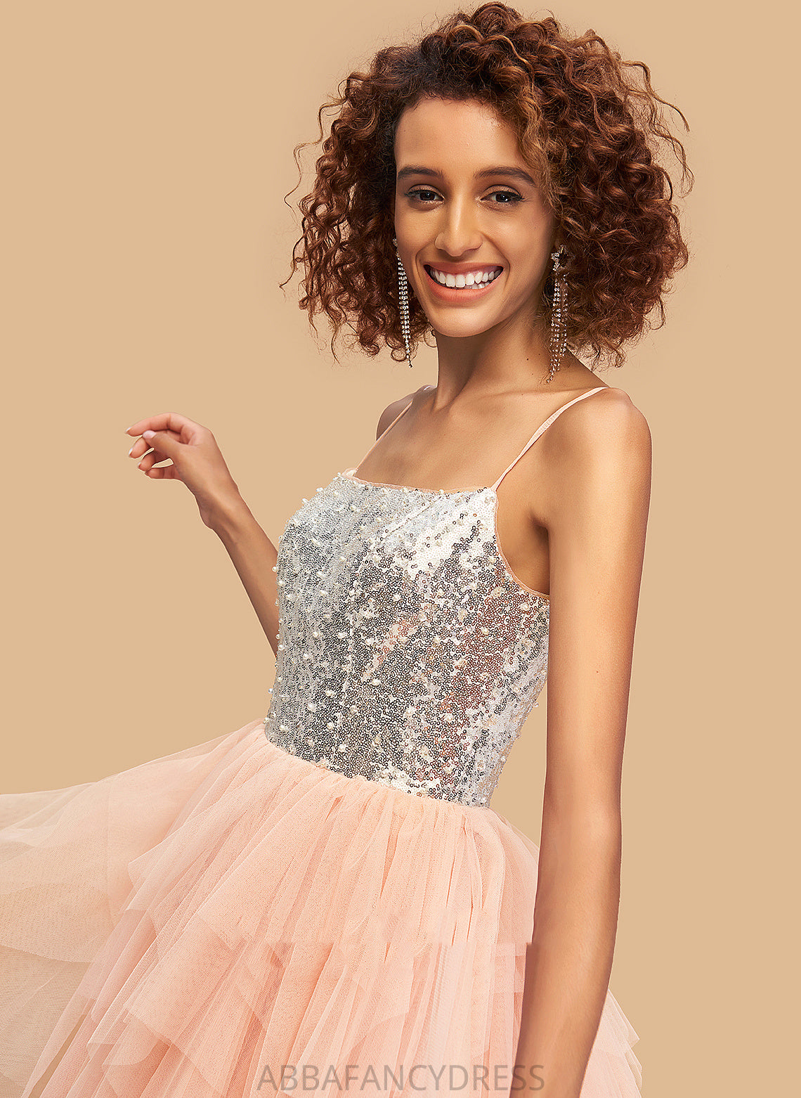 A-Line Square Dress Neckline Homecoming Sequins Knee-Length Homecoming Dresses With Erica Tulle