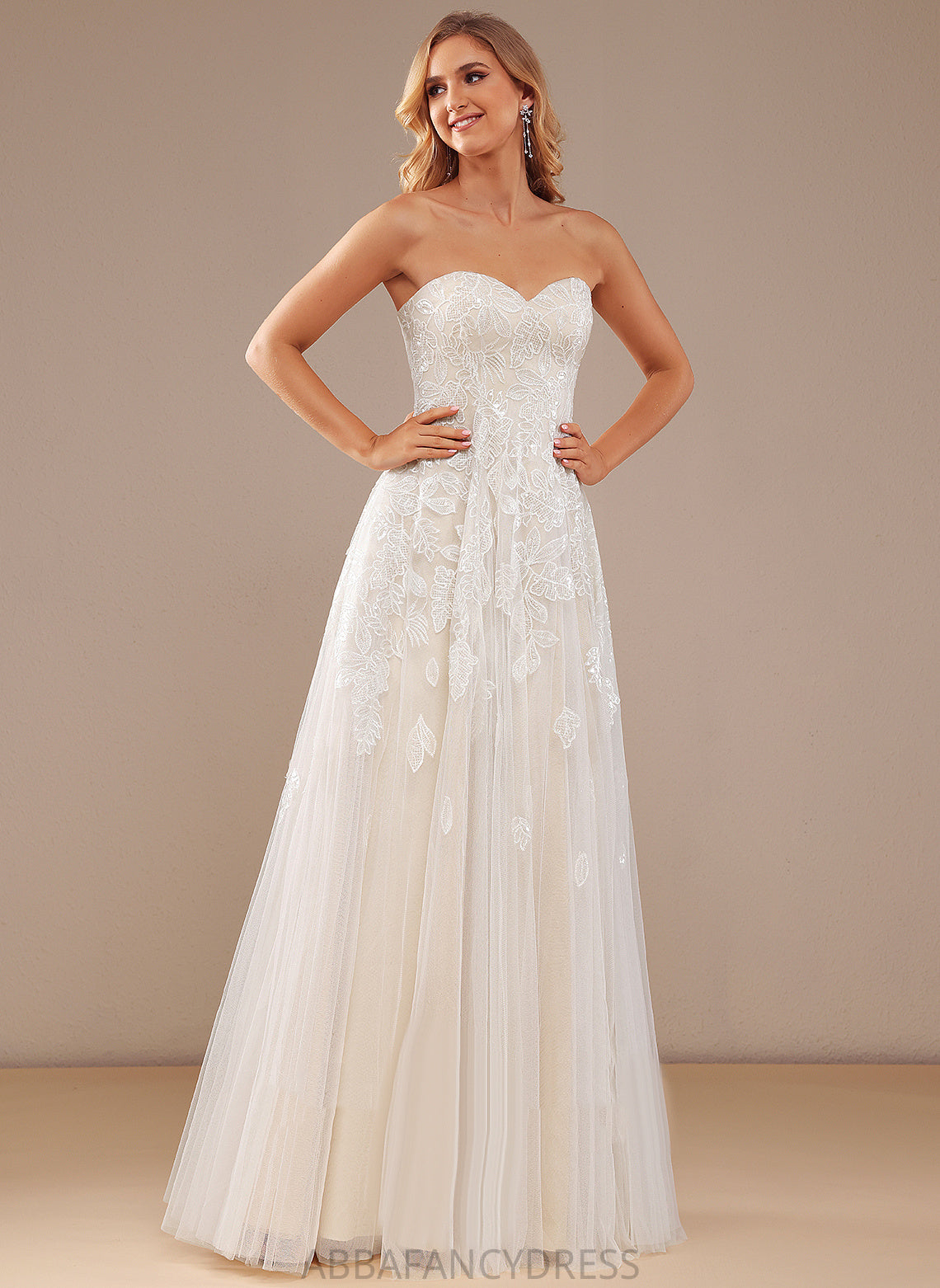 Wedding Lace Dress Wedding Dresses Madilynn Floor-Length Sweetheart With A-Line Sequins