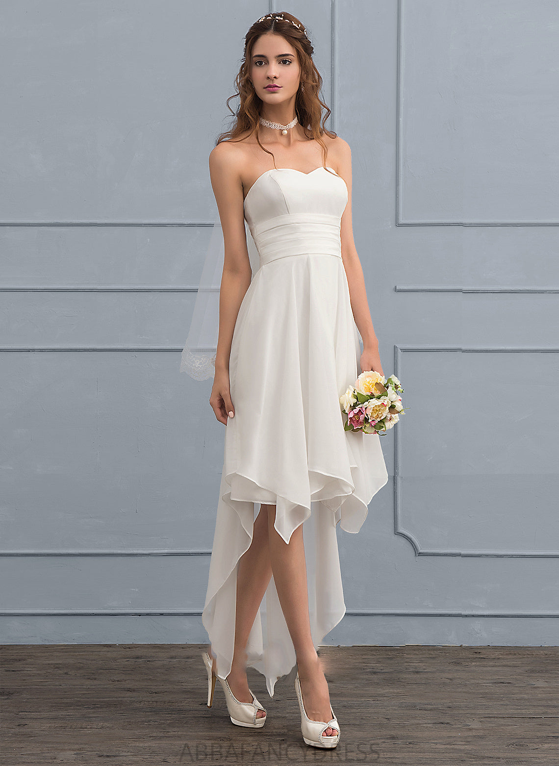 Wedding Dresses Wedding Chiffon Asymmetrical Miriam Dress A-Line With Ruffle Sweetheart