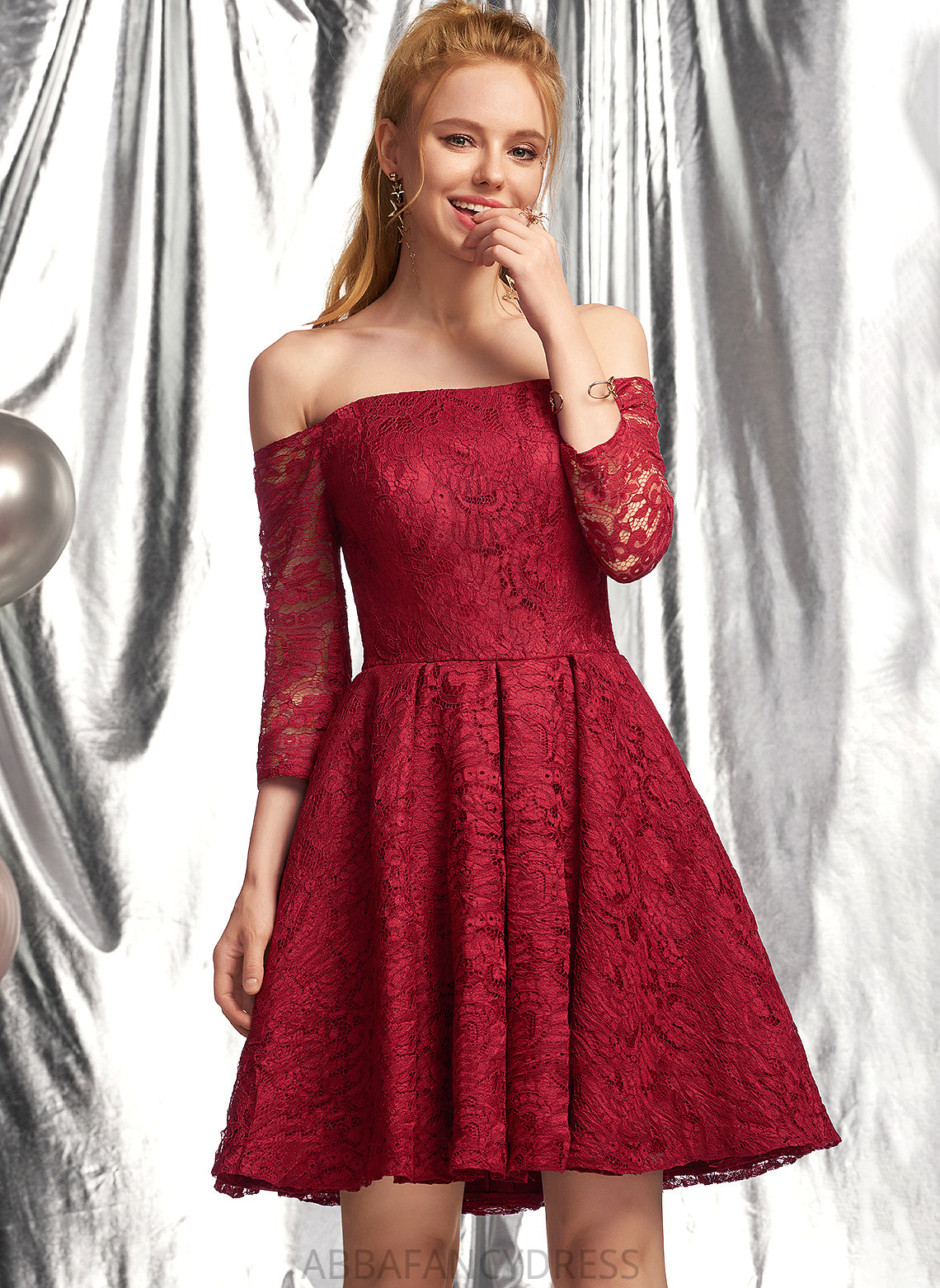 Lace Ruffle Homecoming Dresses With Off-the-Shoulder Dress Short/Mini Homecoming A-Line Jenna