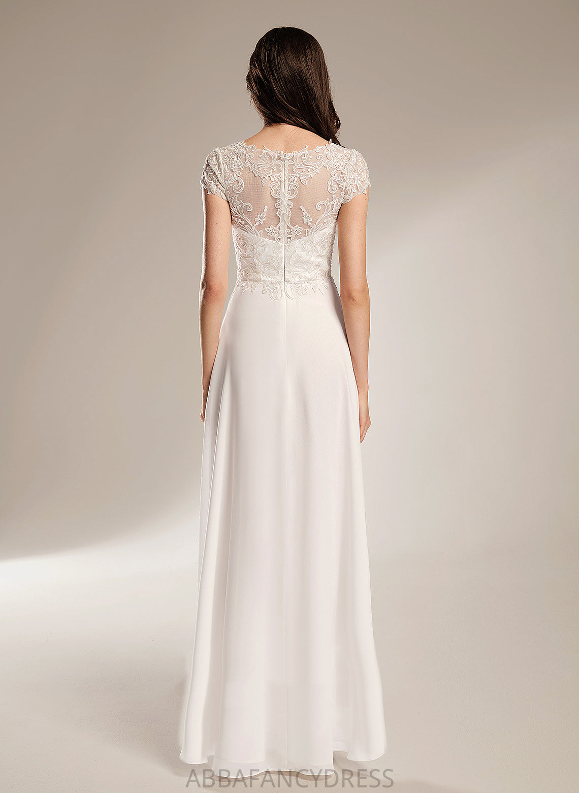 Lace A-Line Asymmetrical Wedding Dresses Dress Elyse V-neck Wedding Chiffon With