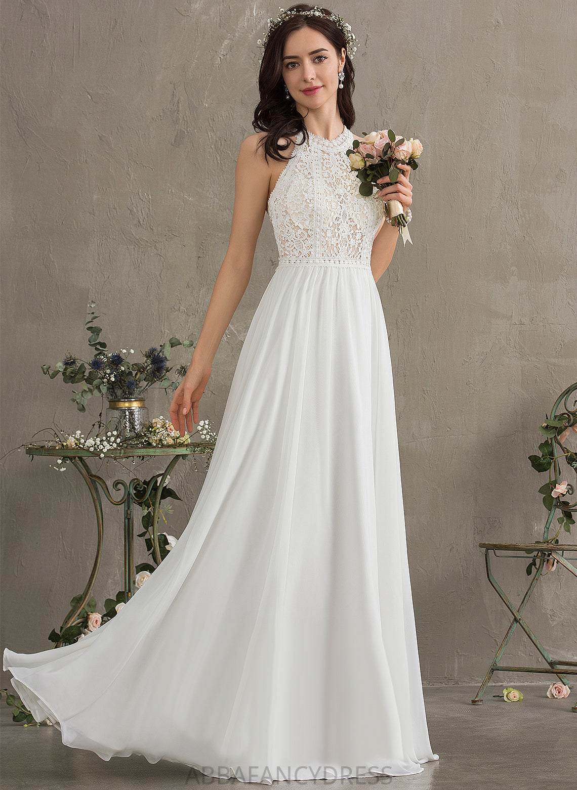 Lace Wedding Chiffon A-Line Marie Floor-Length Wedding Dresses Dress