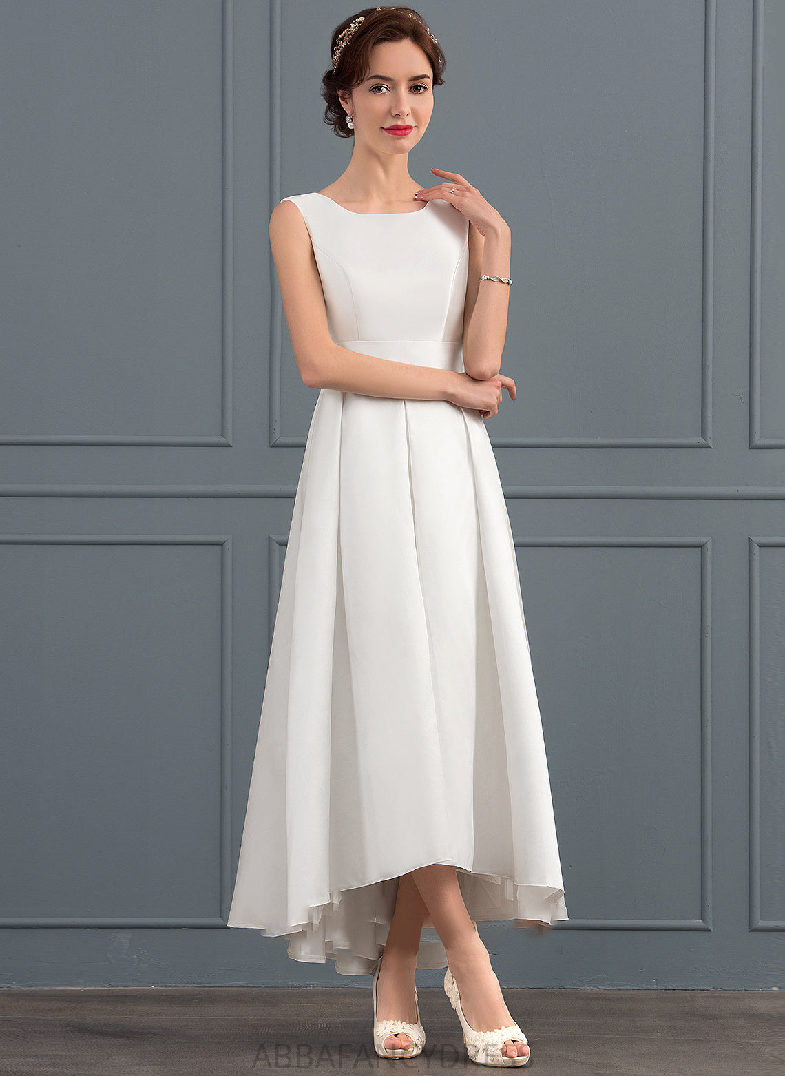 Square Jayda Wedding Satin Wedding Dresses Dress A-Line Asymmetrical Neckline