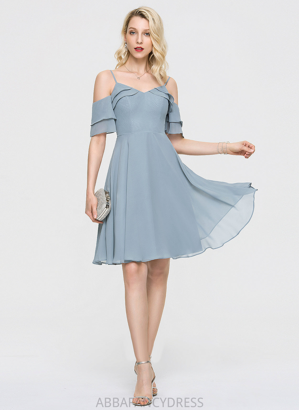 Homecoming Dresses A-Line Ruffles Madalyn With Cascading Homecoming V-neck Chiffon Dress Knee-Length