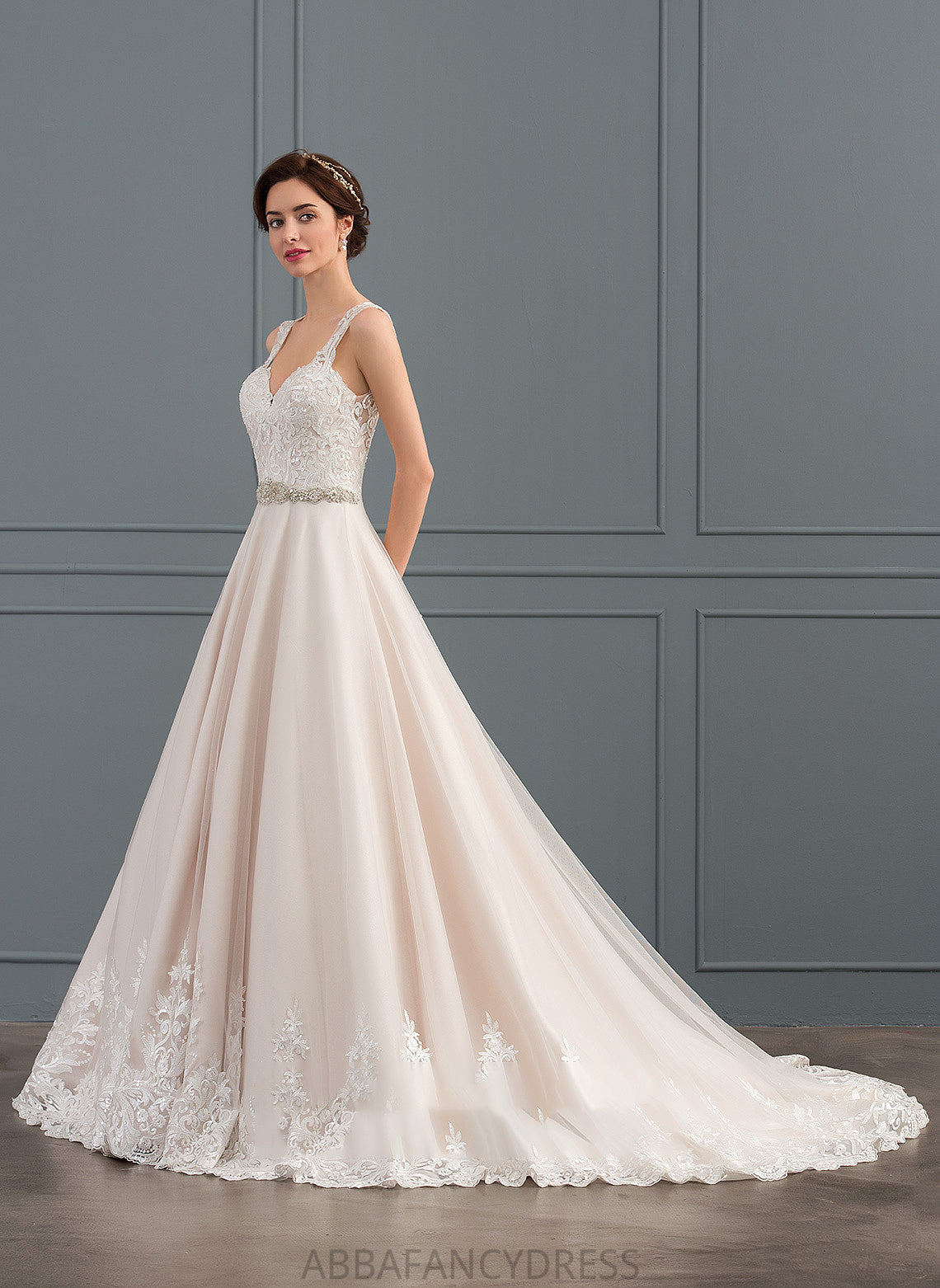 Ball-Gown/Princess Wedding Dresses Train Dress With Tulle Beading Wedding Lace Aliza Sweetheart Court