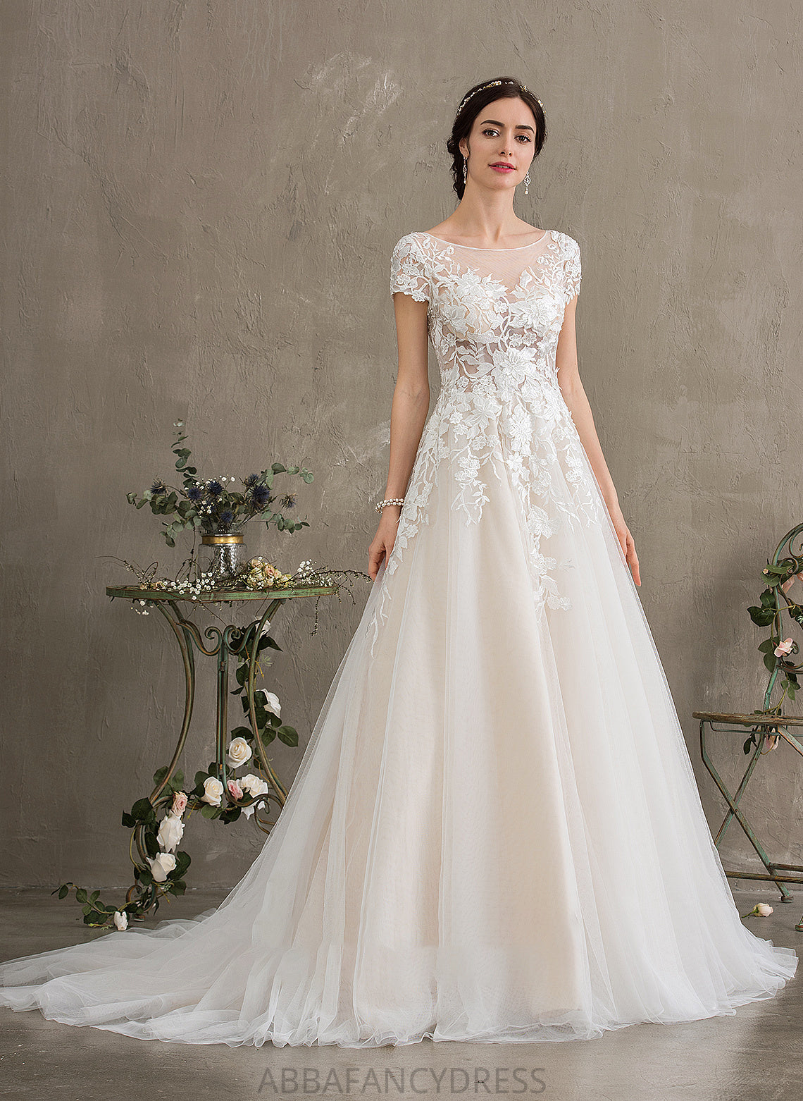 Dress Train Illusion Wedding Parker Tulle Wedding Dresses Ball-Gown/Princess Court