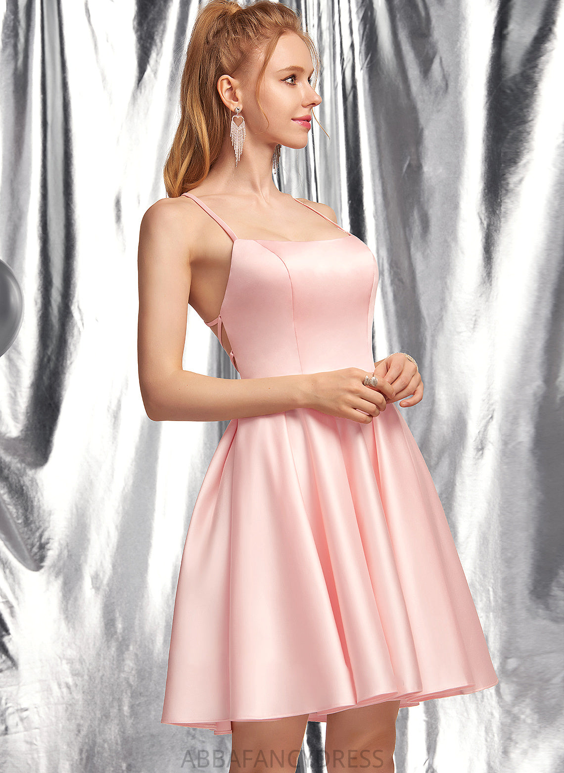 Kinsley Short/Mini A-Line Prom Dresses Square Neckline Satin