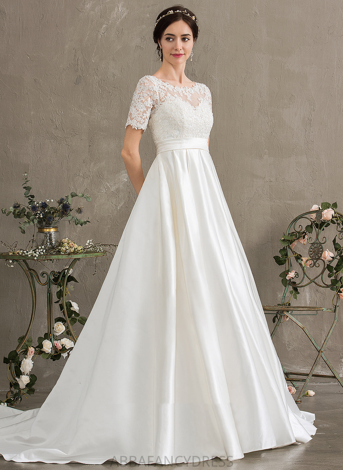 Beading Train Court Ball-Gown/Princess Pockets With Dress Wedding Dresses Wedding Sequins Lace Satin Savannah