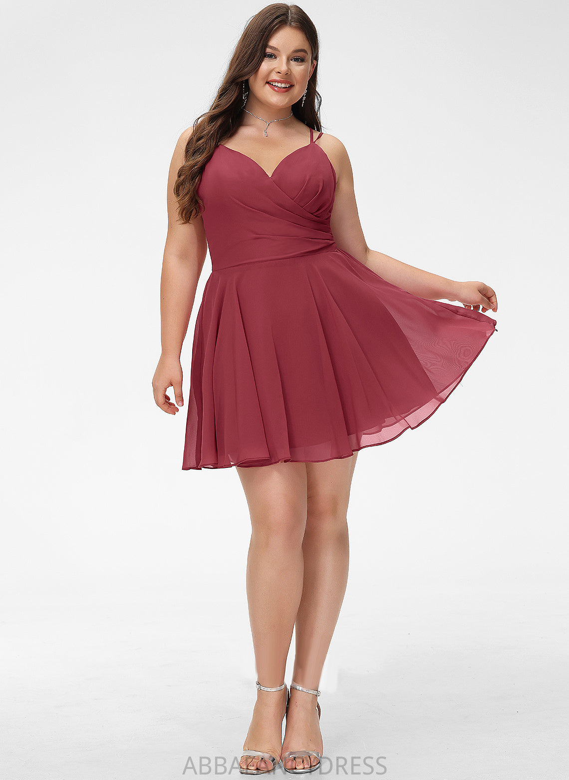 Short/Mini A-Line V-neck Homecoming Dress Chiffon With Lorelei Ruffle Homecoming Dresses