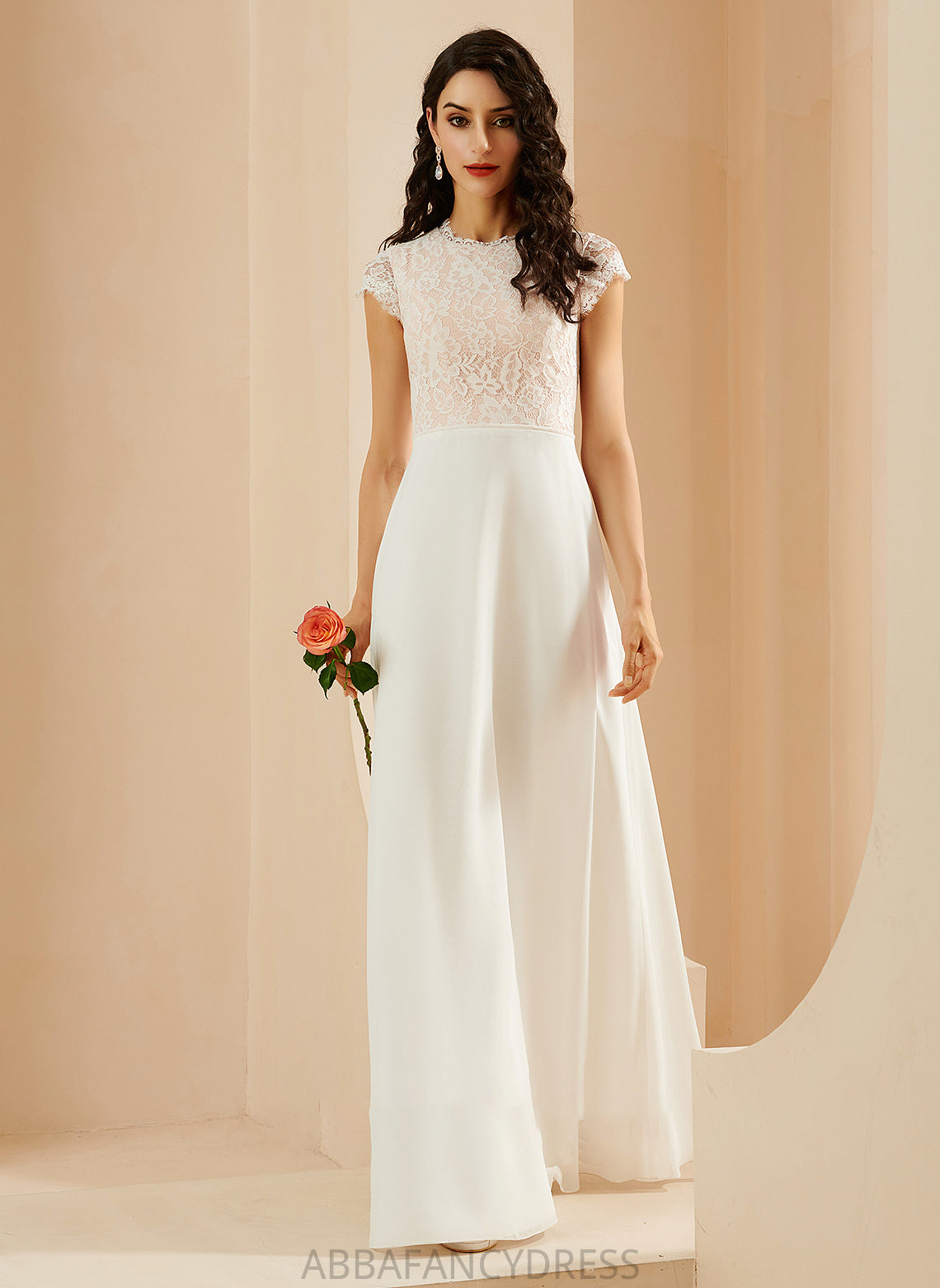 Neck Wedding Floor-Length Dress A-Line Lace Helen Scoop Wedding Dresses With