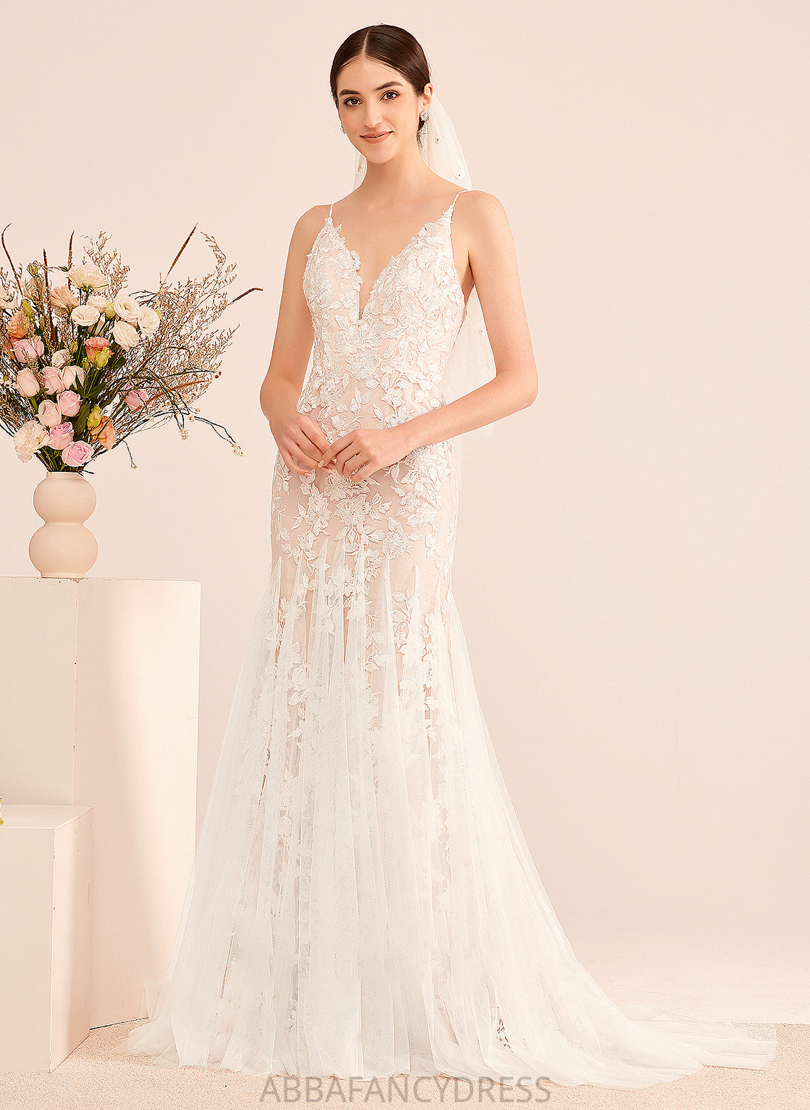 Wedding Dresses Dress Fatima Court Train V-neck With Lace Trumpet/Mermaid Wedding