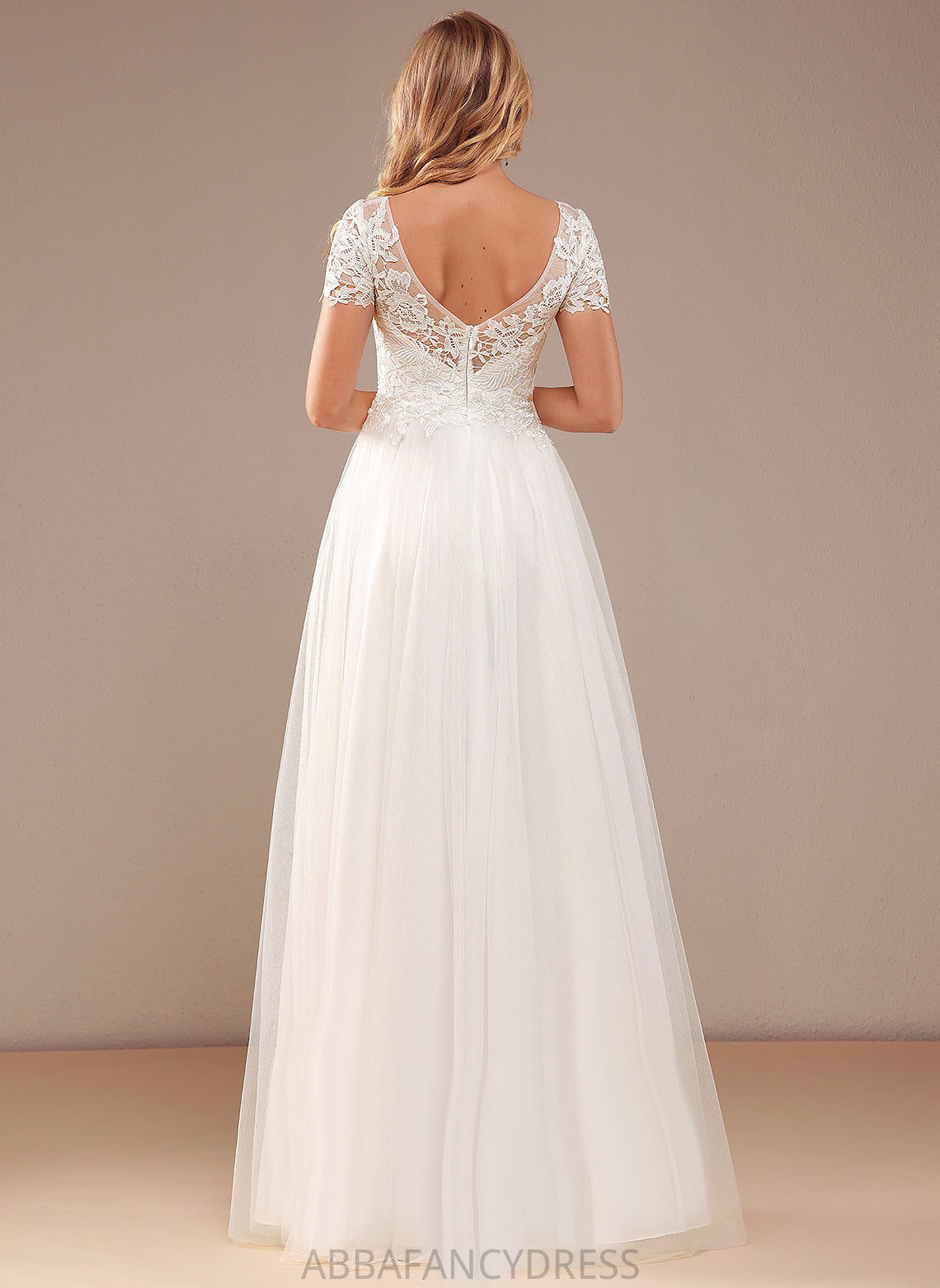 Wedding With Lace Dress A-Line Tulle Scoop Mila Wedding Dresses Neck Lace Floor-Length