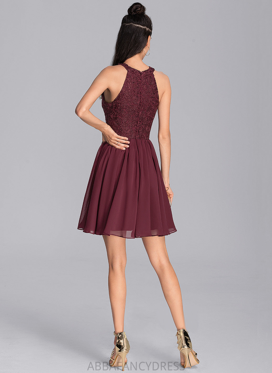 With Dress Lace Madeleine Short/Mini Neck A-Line Homecoming Dresses Chiffon Scoop Homecoming