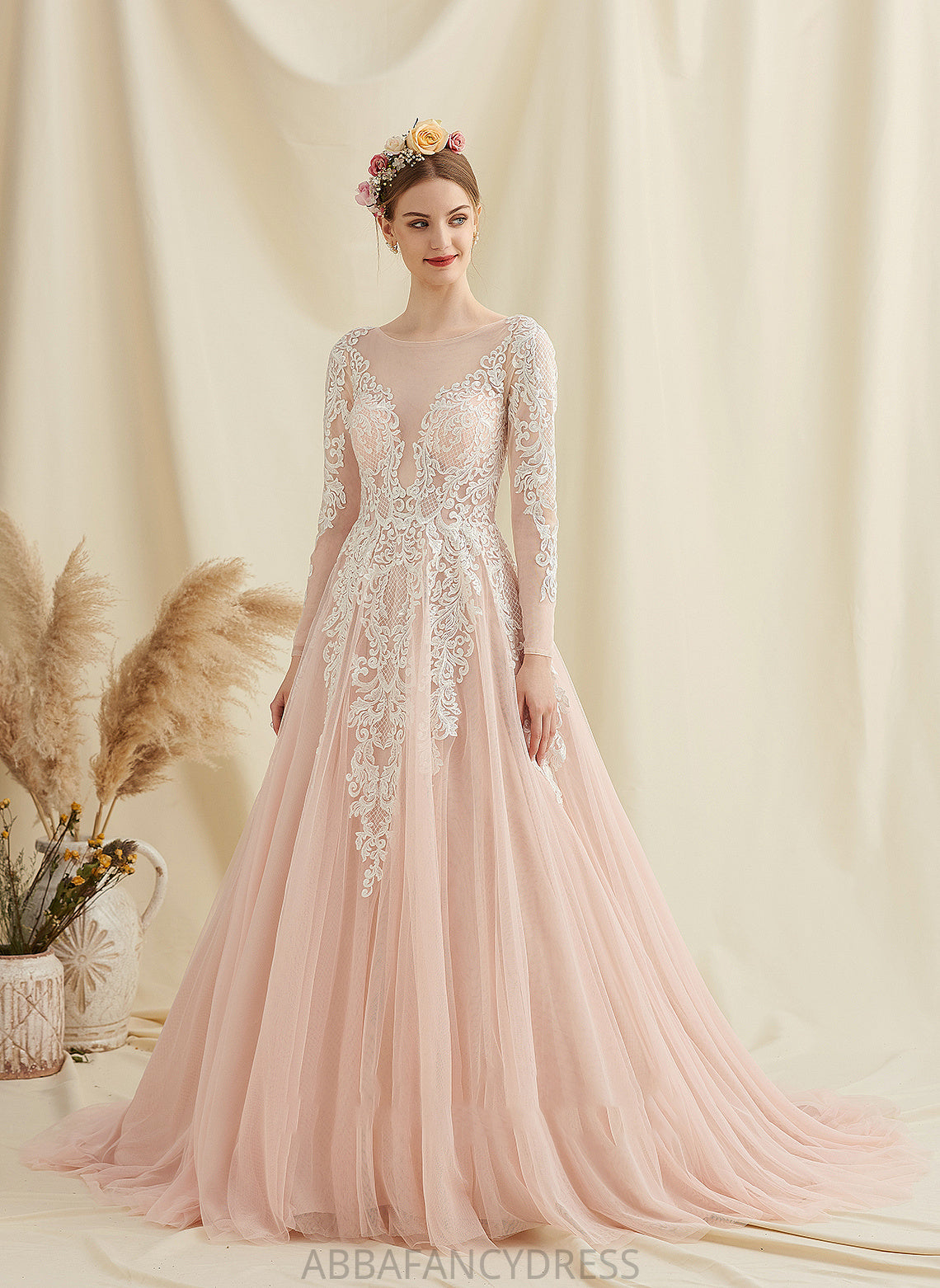 Wedding Dresses Neck Ball-Gown/Princess Wedding Scoop Lace Dress Court Kiera Train Tulle