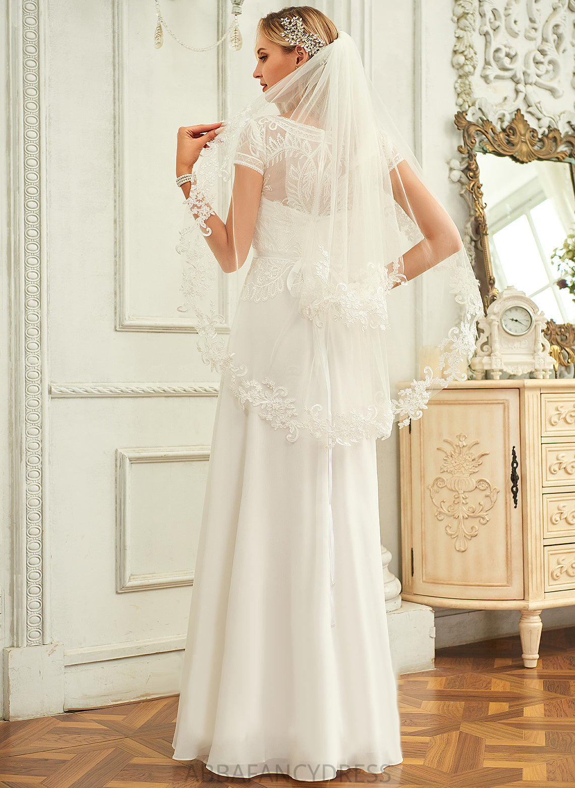 With Sequins Wedding Wedding Dresses Lace Floor-Length Neck Dress Scoop Rhianna Chiffon