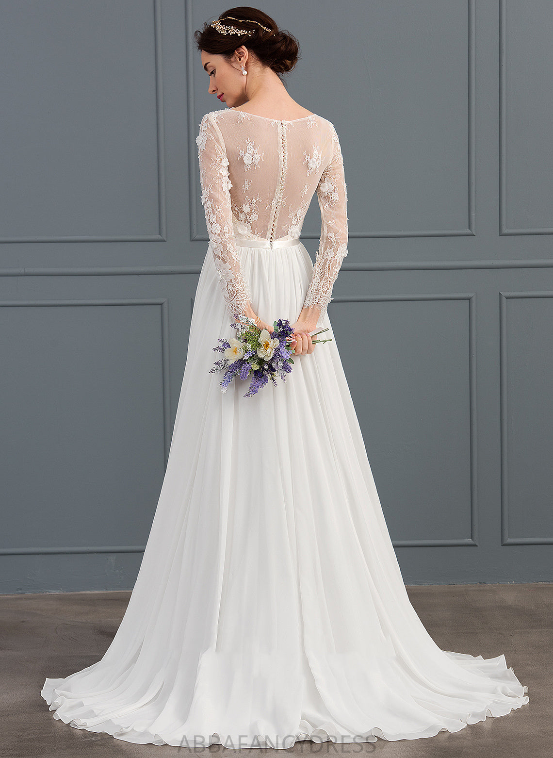 Chiffon A-Line Beading Dress With Wedding Dresses Train Sequins Lace Monique Wedding V-neck Sweep