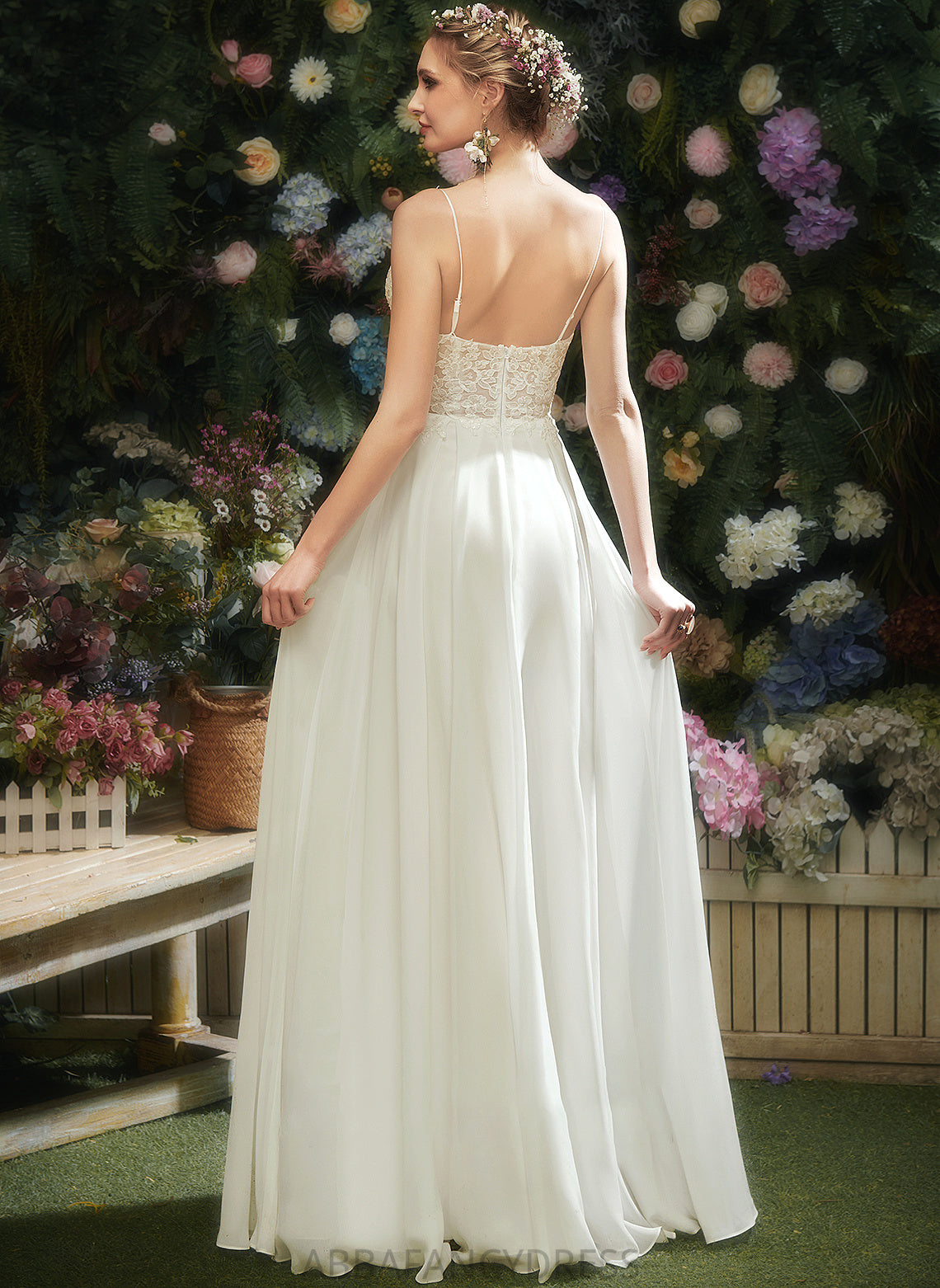 A-Line Renee Dress Floor-Length V-neck Front Wedding Split With Lace Wedding Dresses