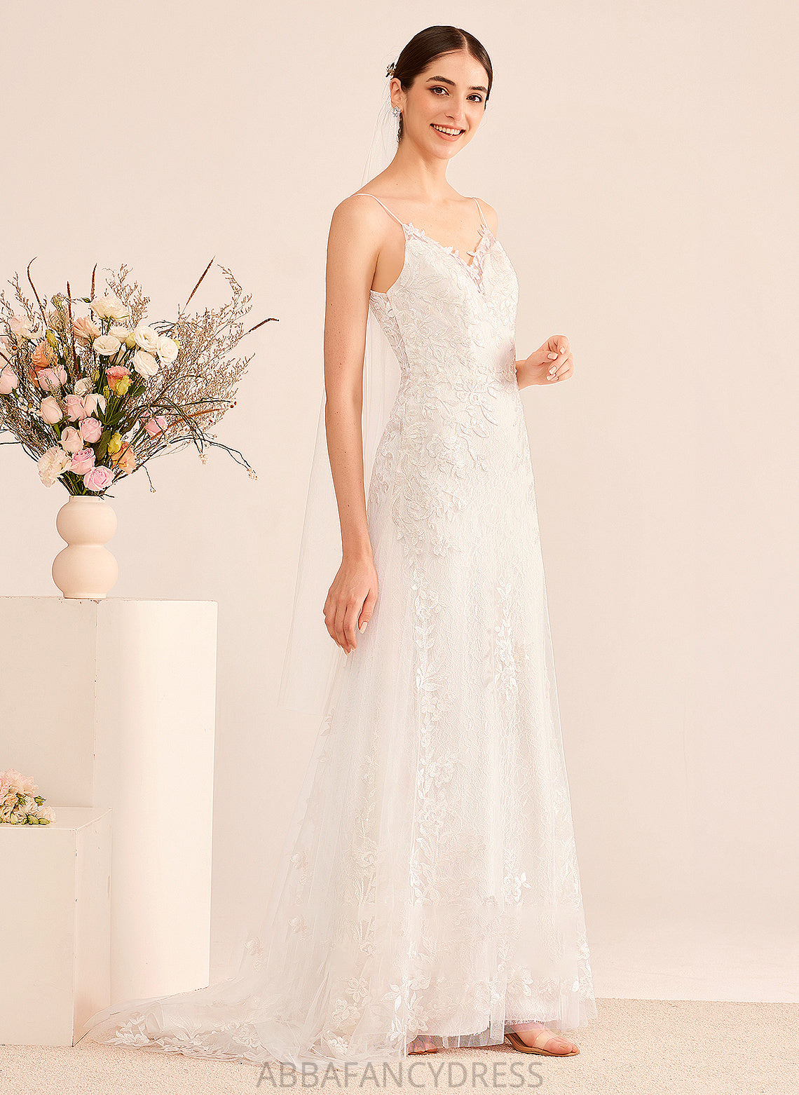 With V-neck Court Wedding Dresses Wedding A-Line Train Nyla Sequins Dress