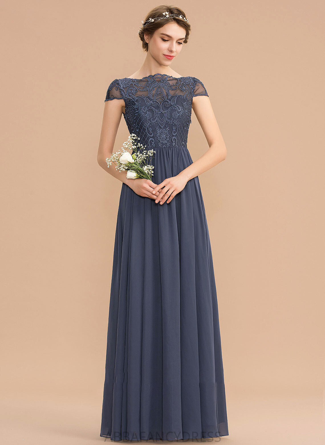 Neckline Fabric Length A-Line ScoopNeck Lace Silhouette Floor-Length Straps Eleanor Sleeveless Floor Length