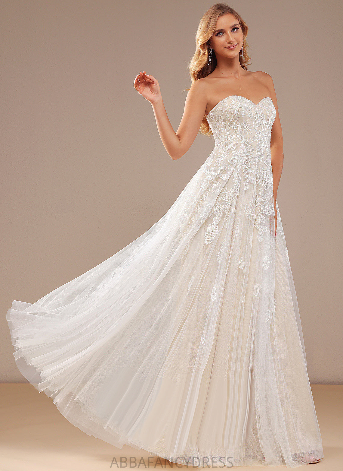 Wedding Lace Dress Wedding Dresses Madilynn Floor-Length Sweetheart With A-Line Sequins