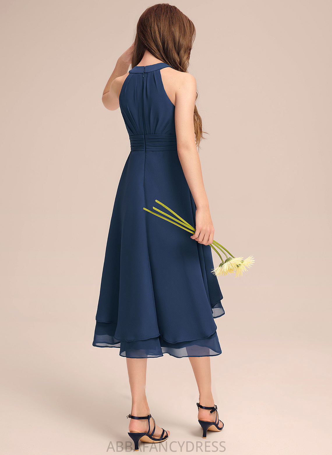 Scoop Asymmetrical Junior Bridesmaid Dresses Addyson With Neck A-Line Chiffon Ruffles