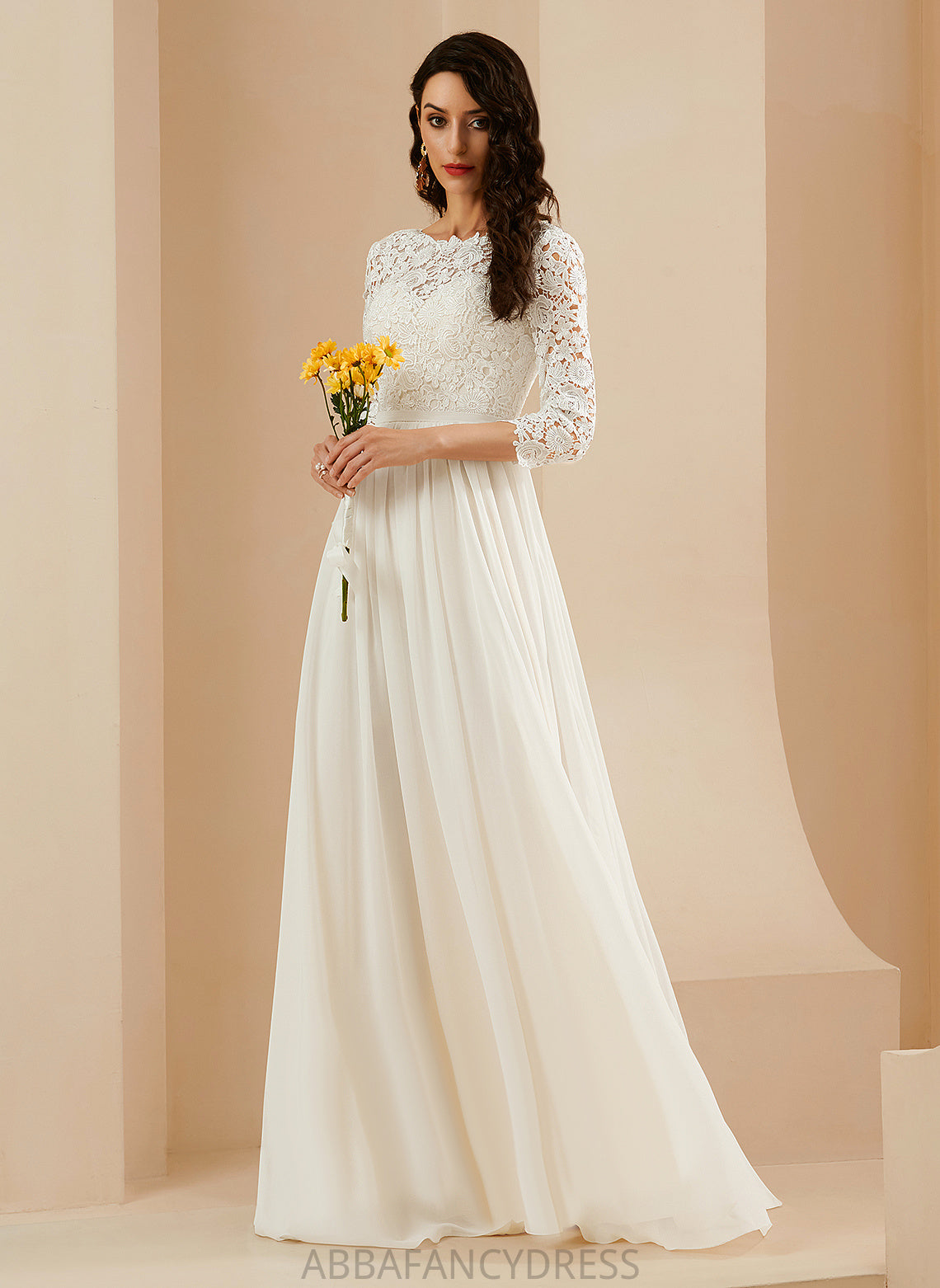 A-Line Train Sweep Wedding Neck Chiffon Lace With Wedding Dresses Dress Avery Scoop