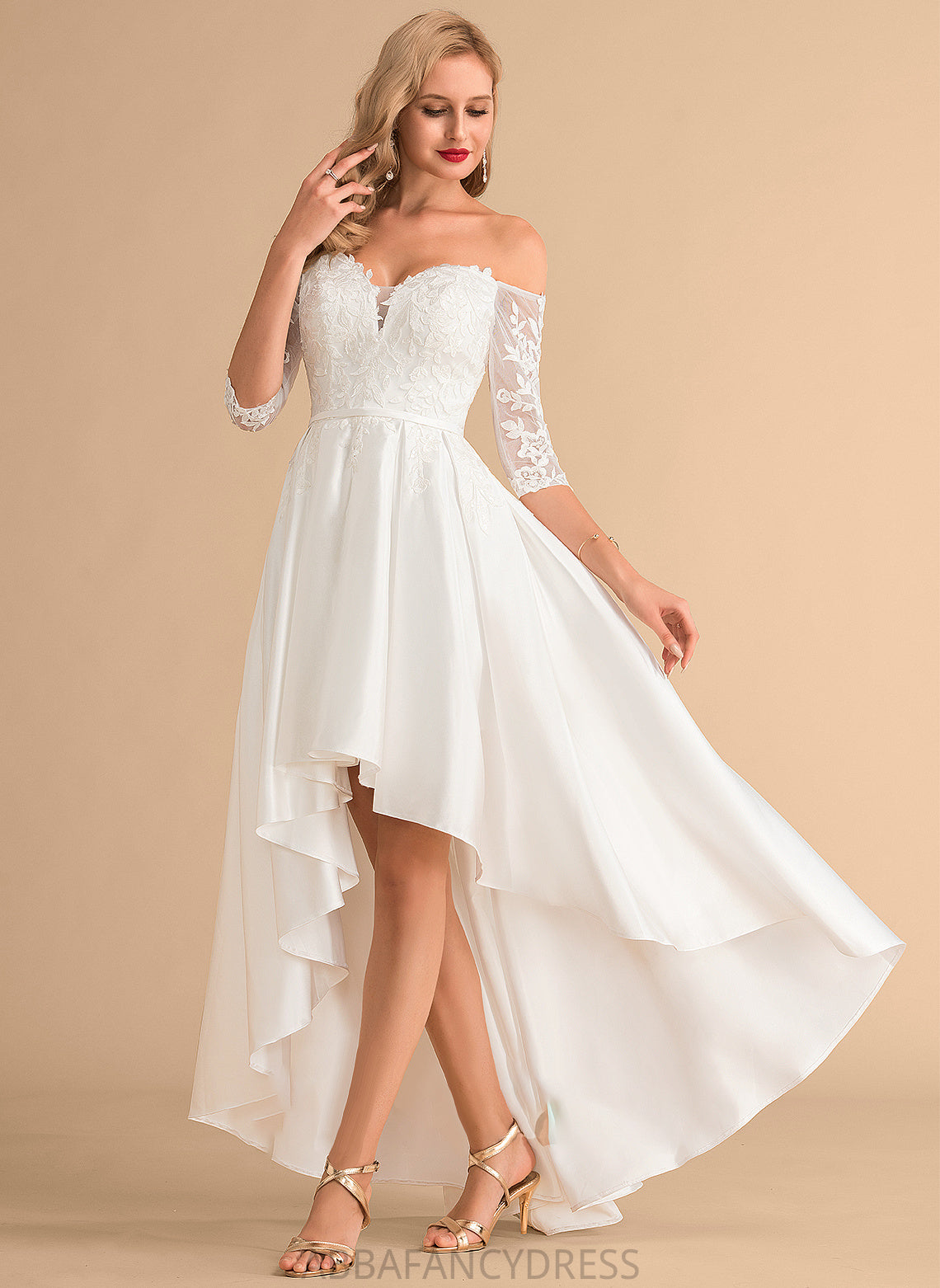 A-Line Satin Wedding Dresses Dress Asymmetrical Wedding Lace Frederica