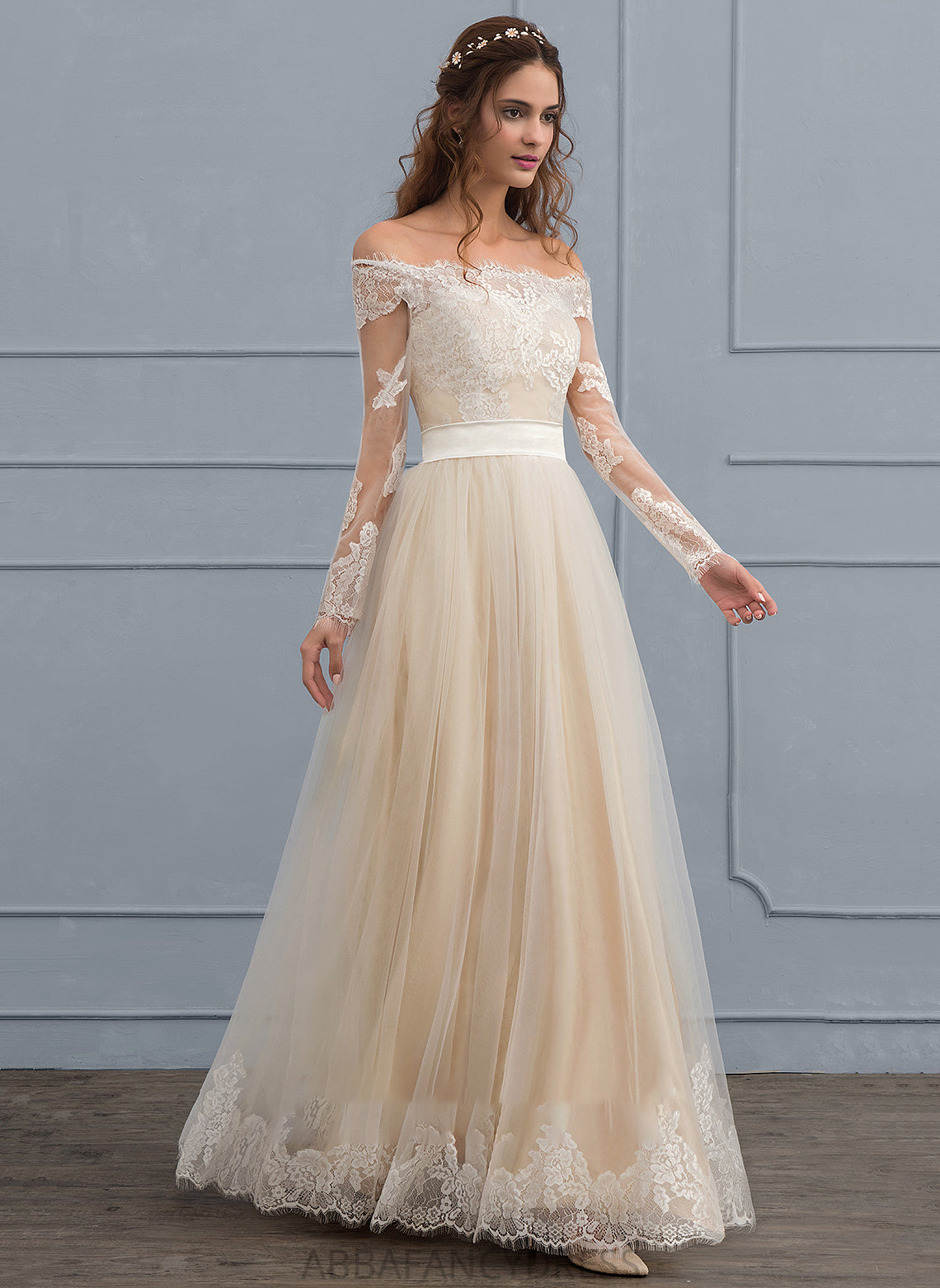 Tulle Lace Wedding Dresses A-Line Moriah Floor-Length Dress Wedding