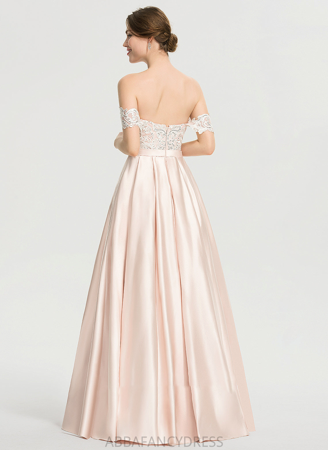 Wedding Dresses Jaslyn Floor-Length Ball-Gown/Princess Sequins Wedding Dress Satin Off-the-Shoulder With