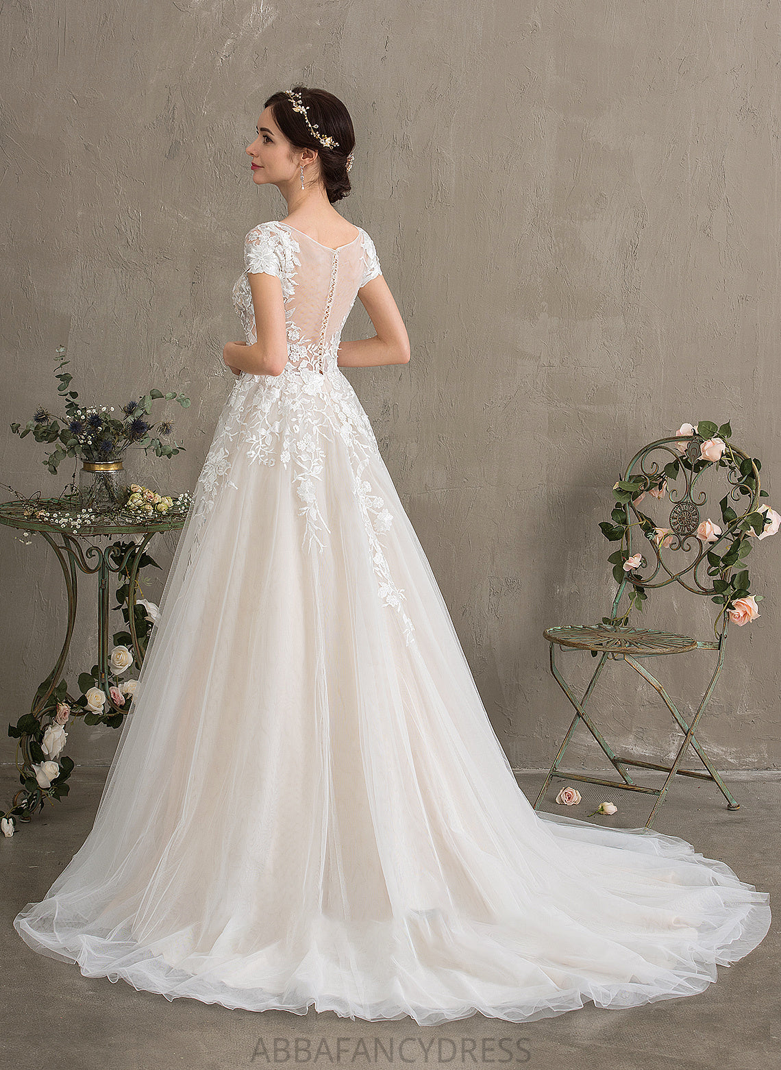 Dress Train Illusion Wedding Parker Tulle Wedding Dresses Ball-Gown/Princess Court