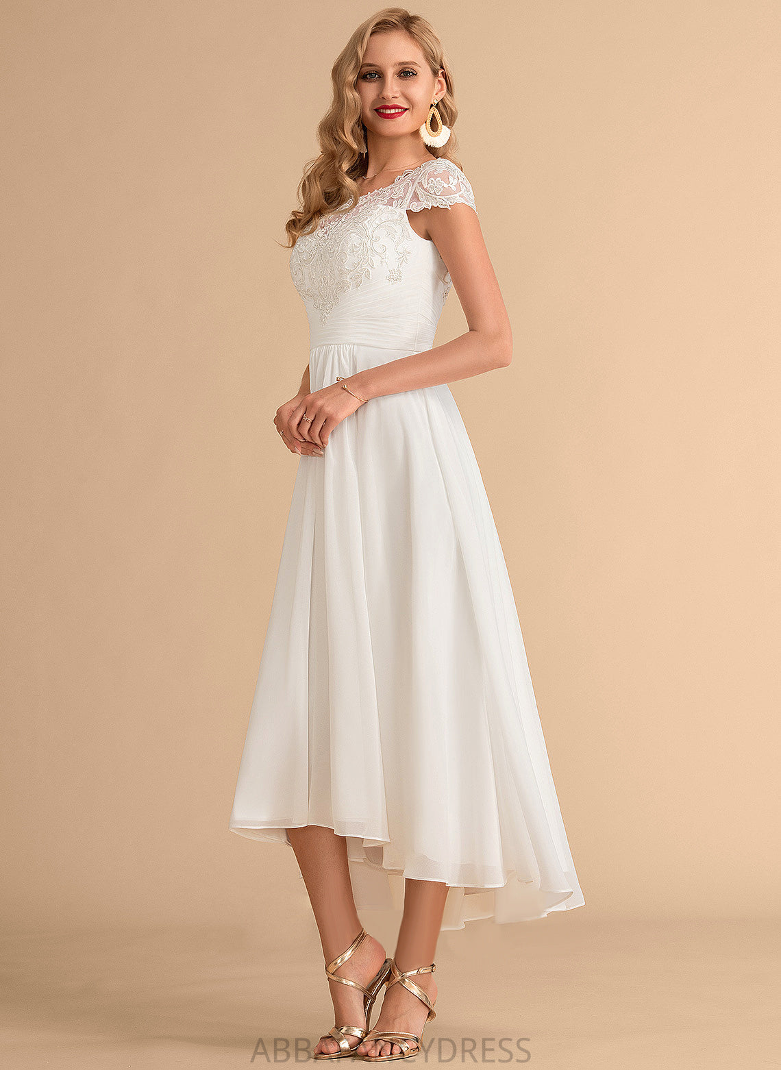 A-Line Wedding Dresses Wedding Lace Asymmetrical Chiffon Scoop Dress Bryanna